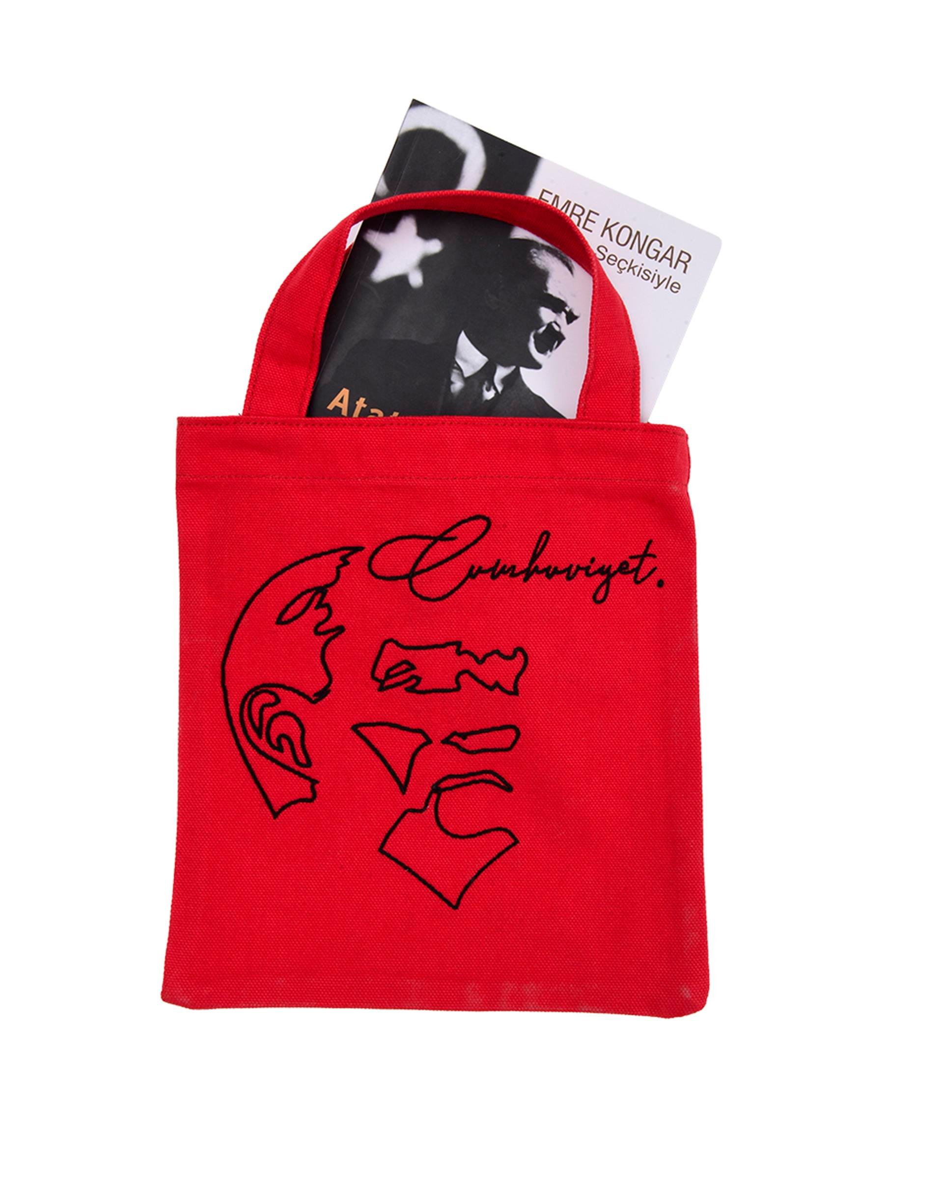 KIRMIZI ATATÜRK NAKIŞLI 100. YIL KİTAP ÇANTASI