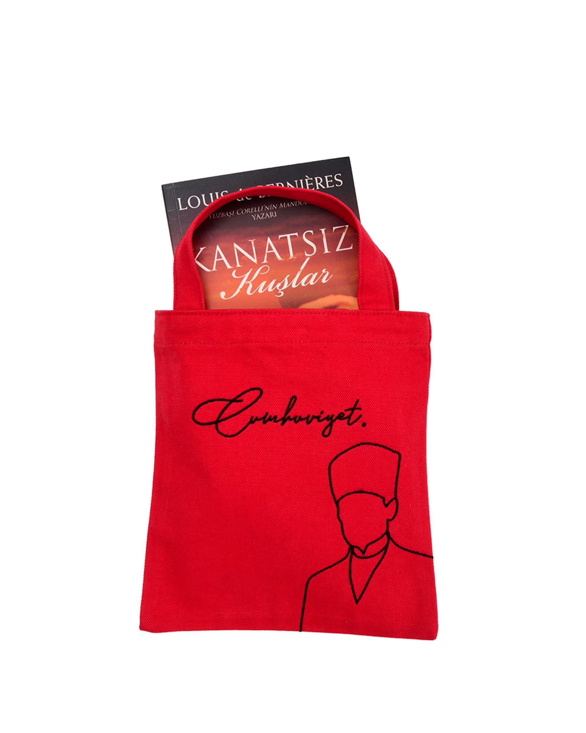 KIRMIZI CUMHURİYET NAKIŞLI 100.YIL KİTAP ÇANTASI