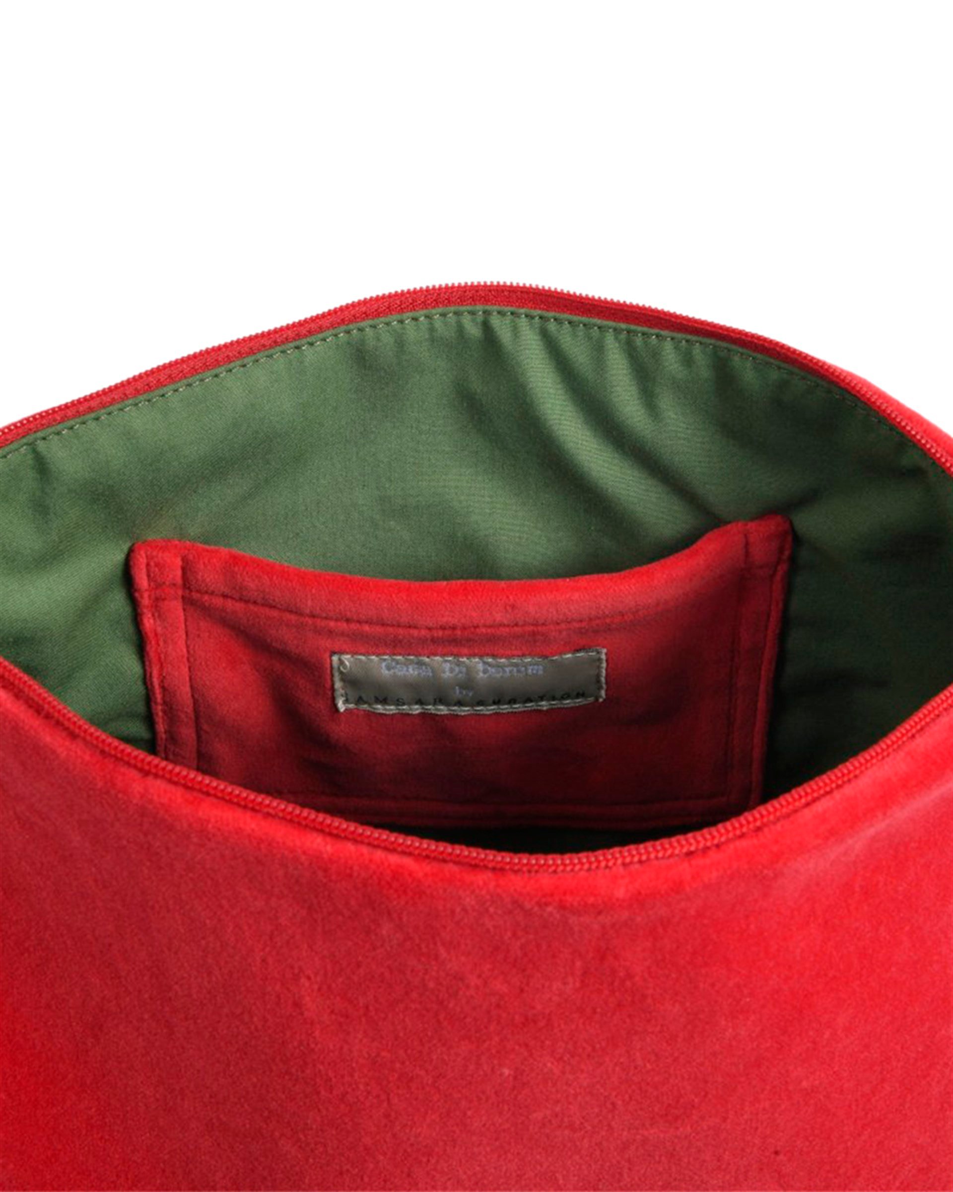 Kadife Çam Figürü Nakışlı Bordo Clutch Çanta