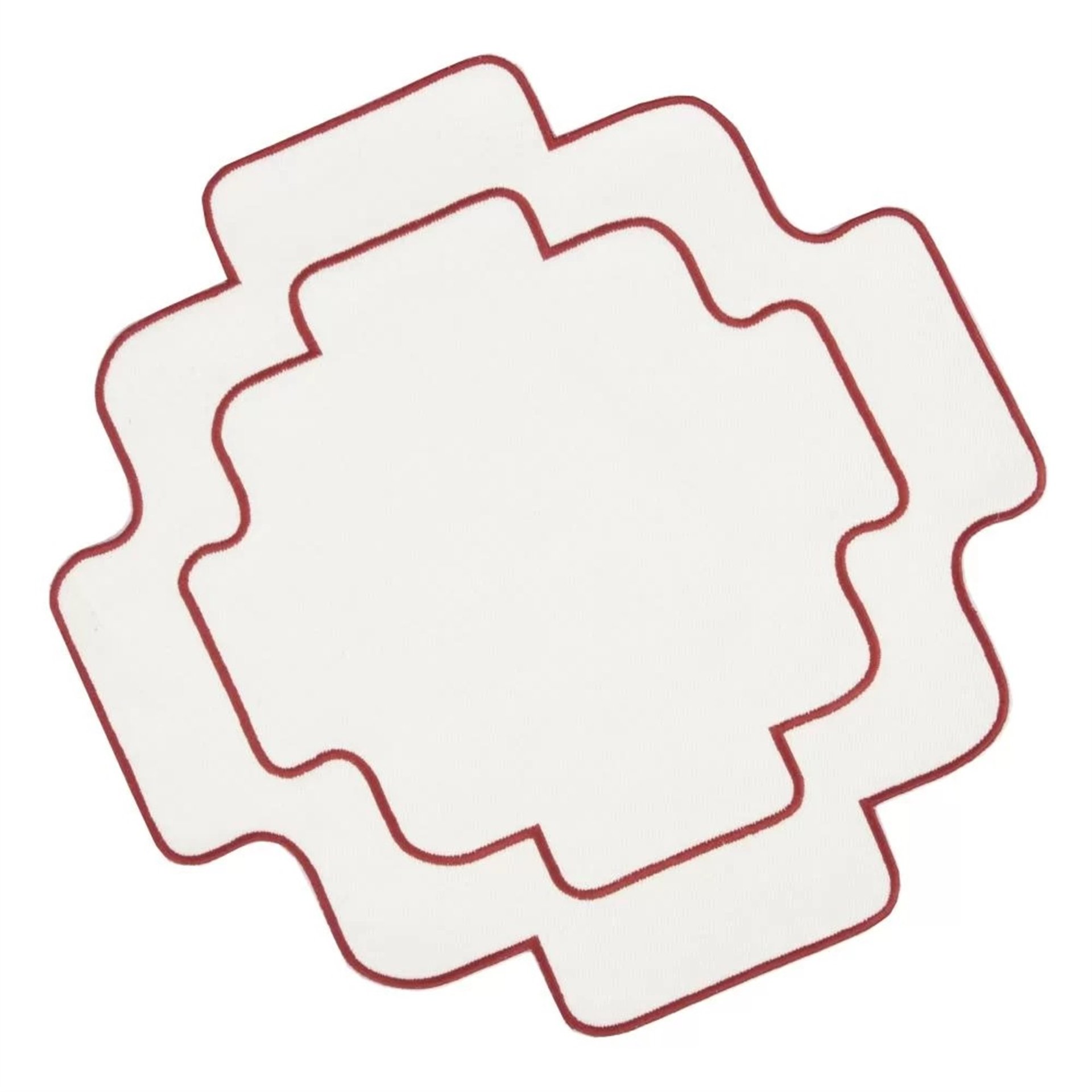 Kırmızı Nakışlı Beyaz Gabardin Kare Supla