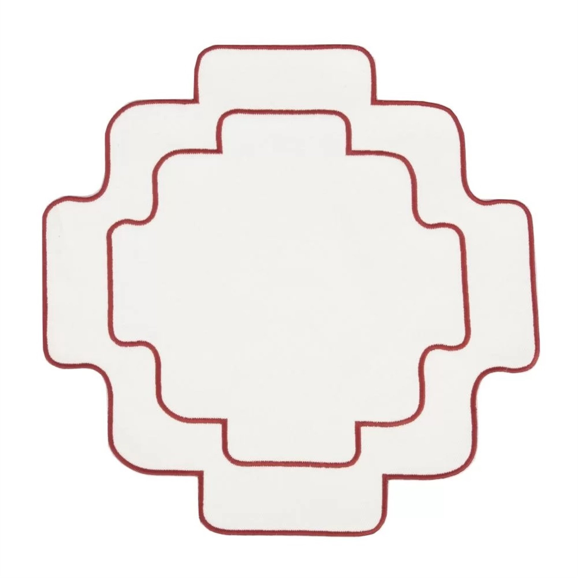 Kırmızı Nakışlı Beyaz Gabardin Kare Supla