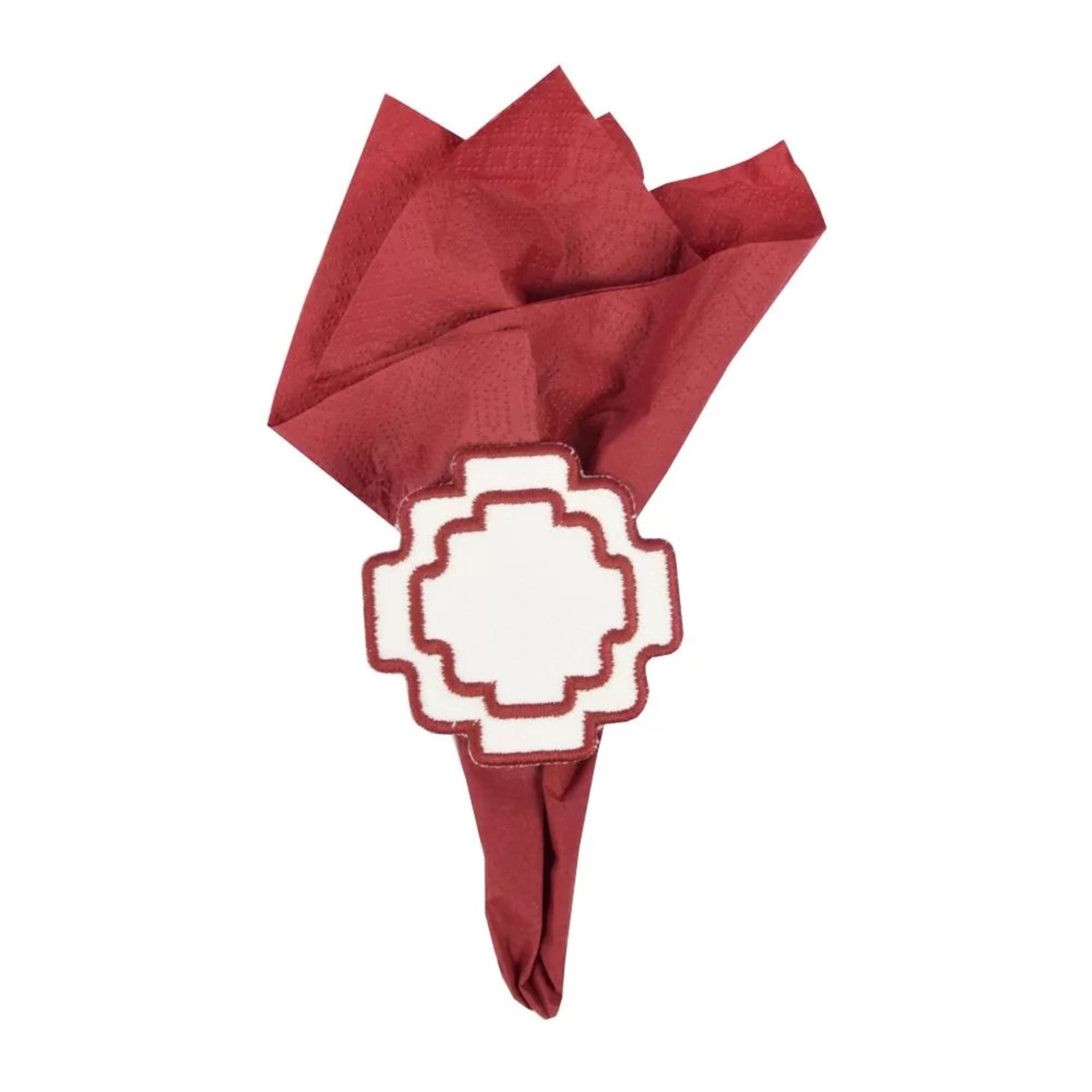 Kırmızı Nakışlı Chakana  Peçete Yüzüğü