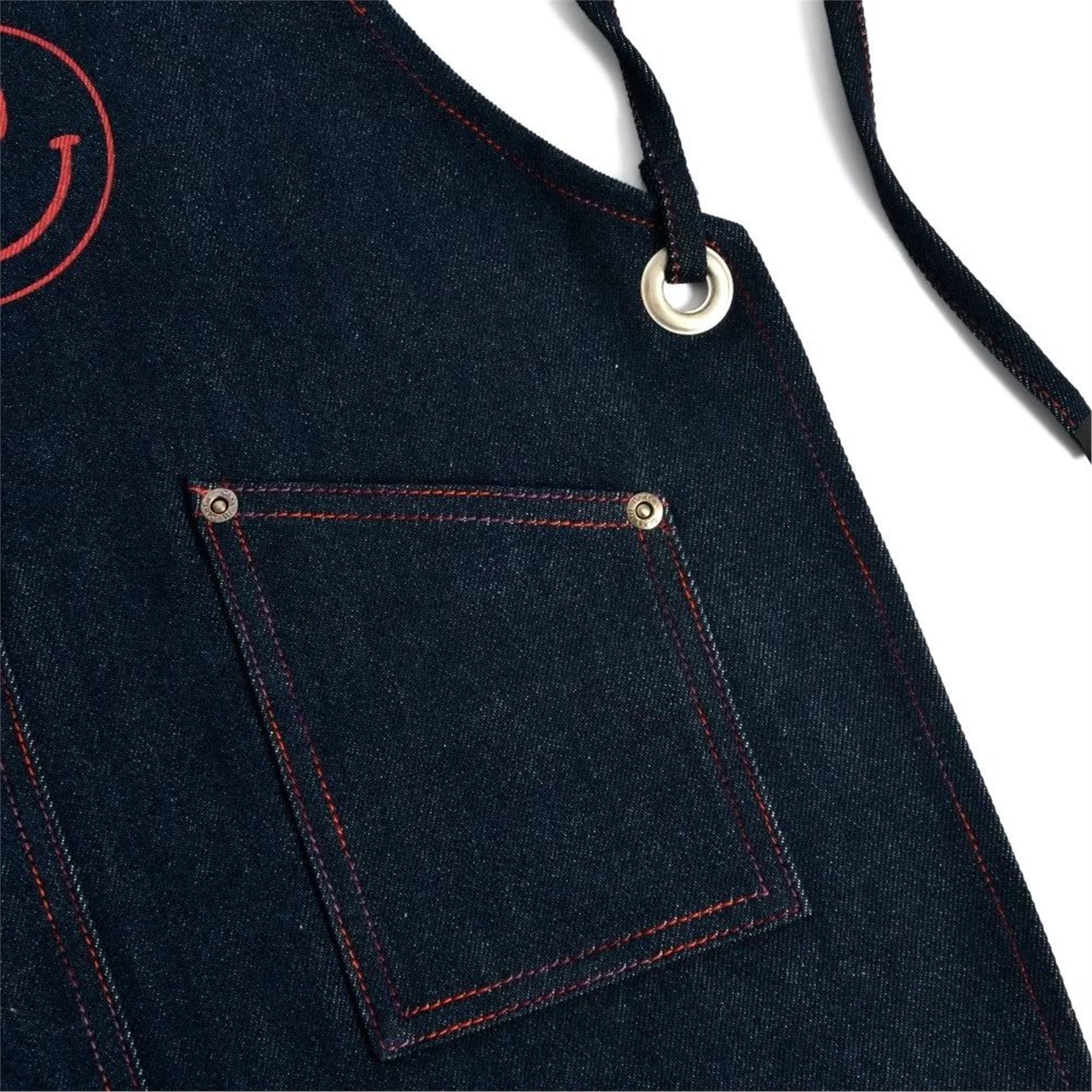 Kırmızı Smiley Face Baskılı Önlük