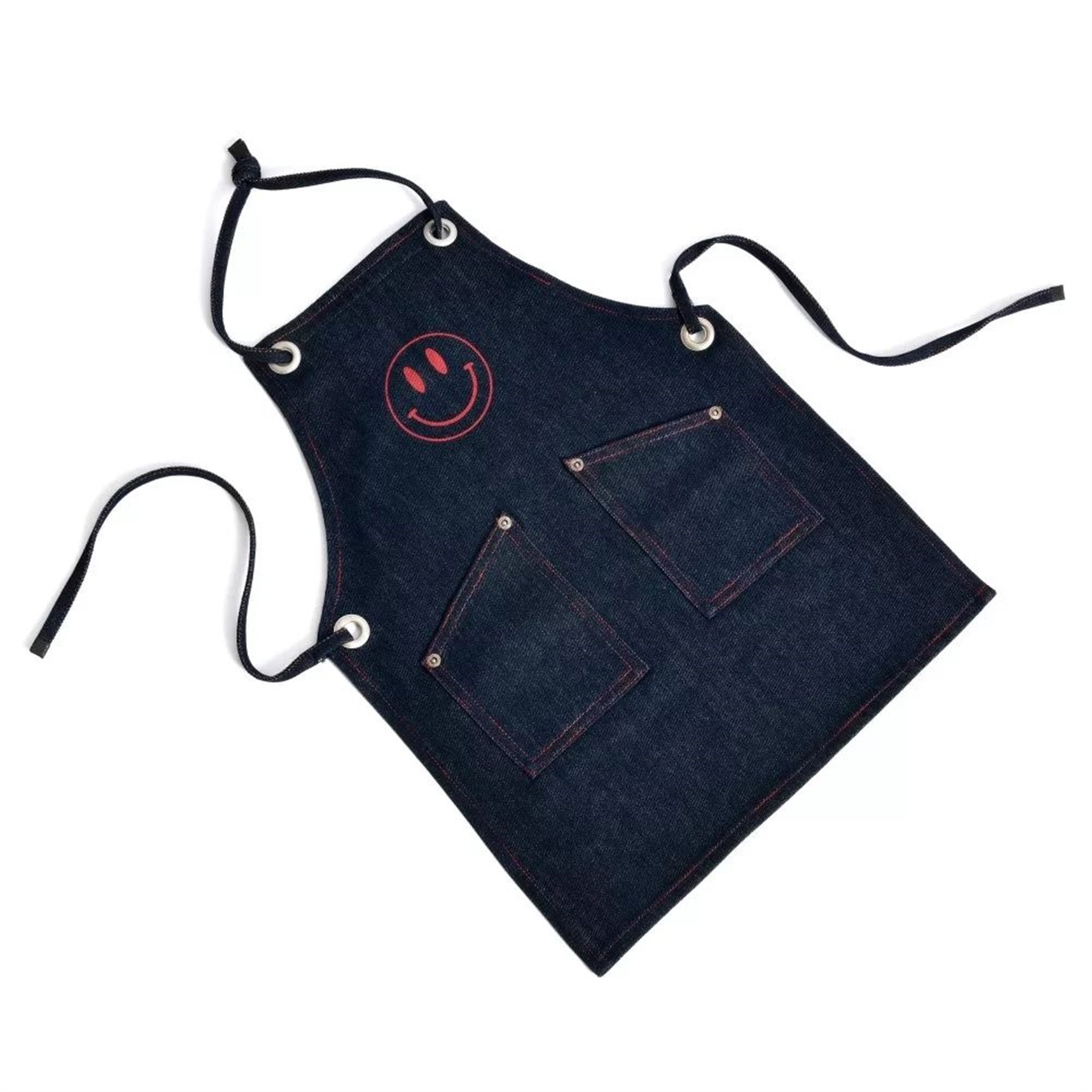 Kırmızı Smiley Face Baskılı Önlük