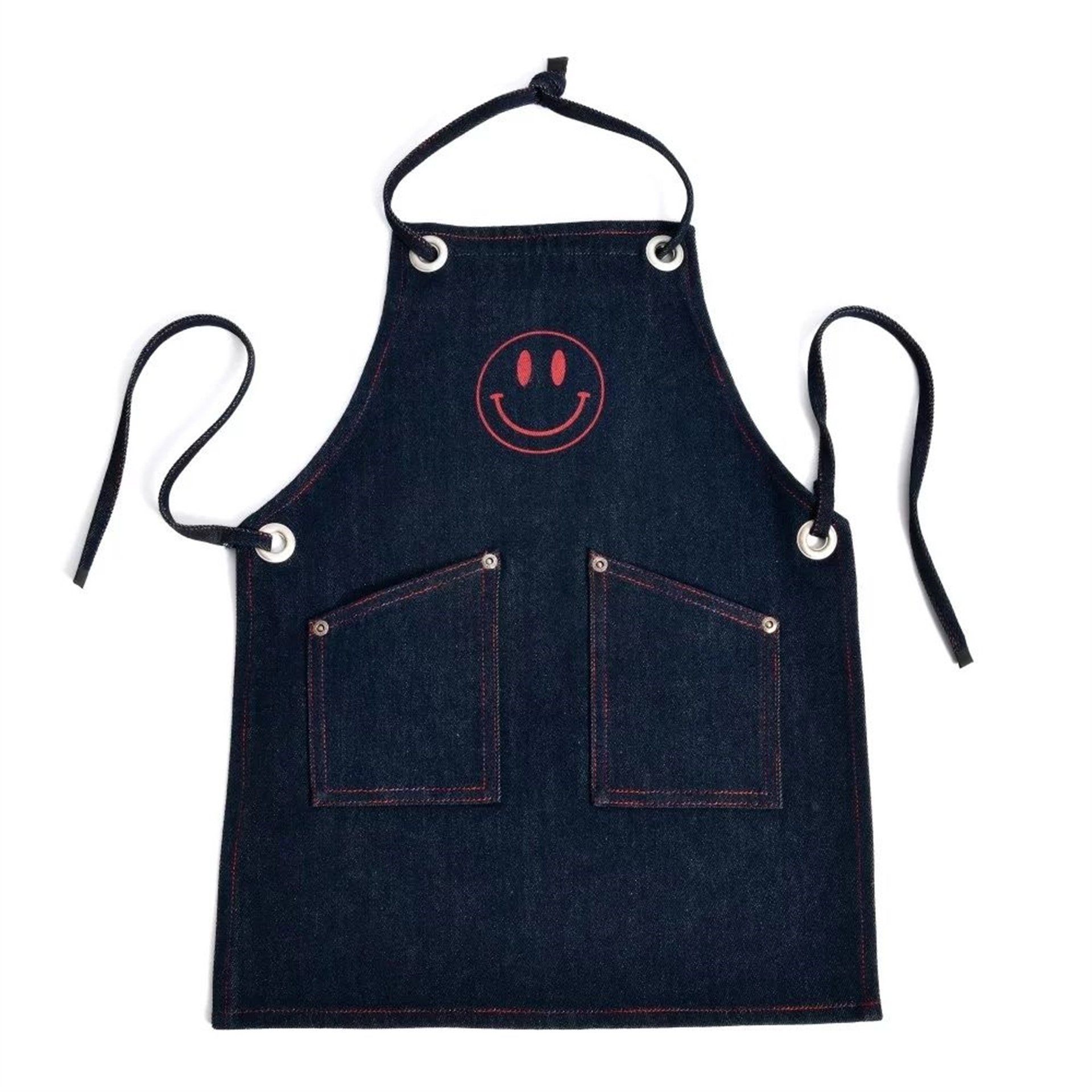 Kırmızı Smiley Face Baskılı Önlük