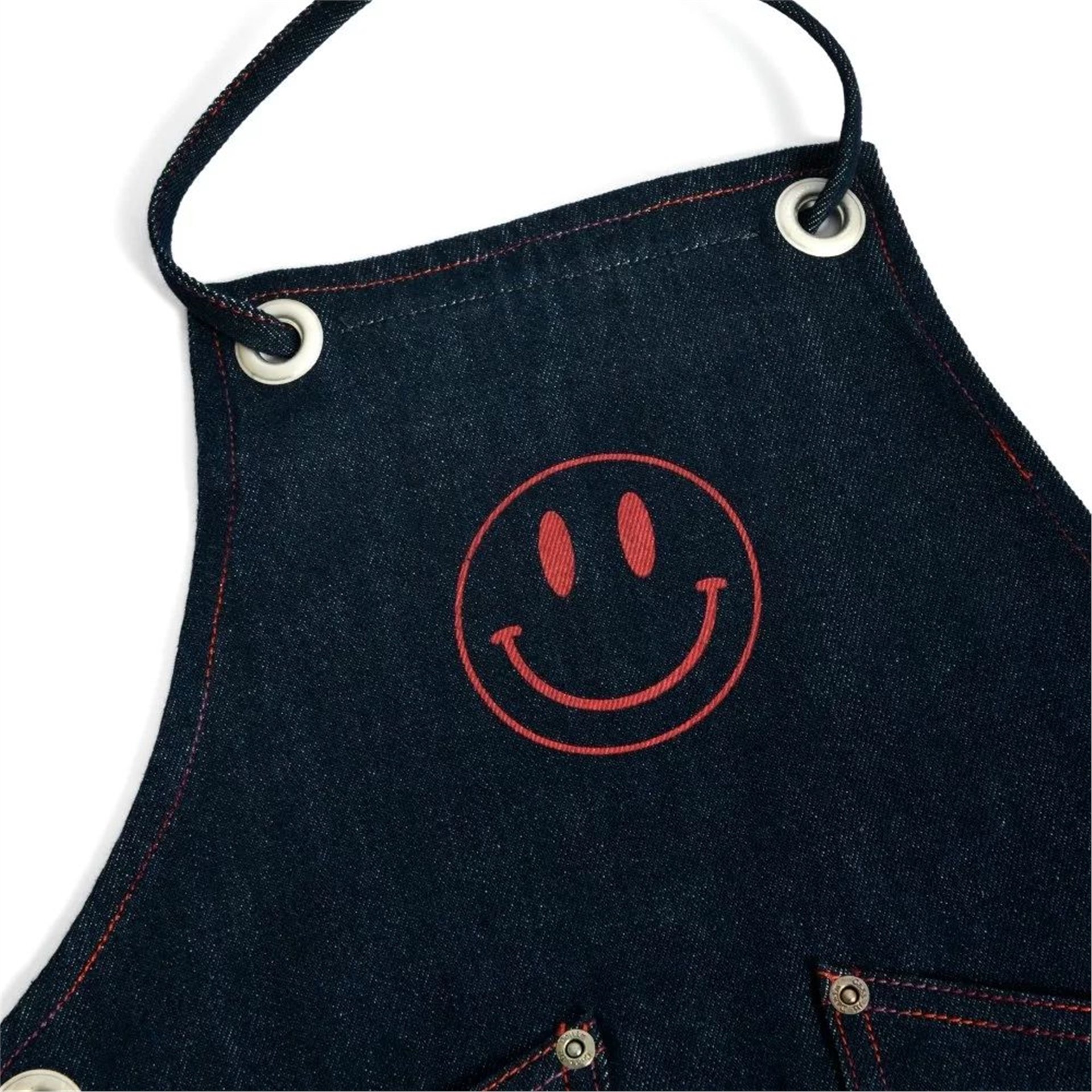 Kırmızı Smiley Face Baskılı Önlük