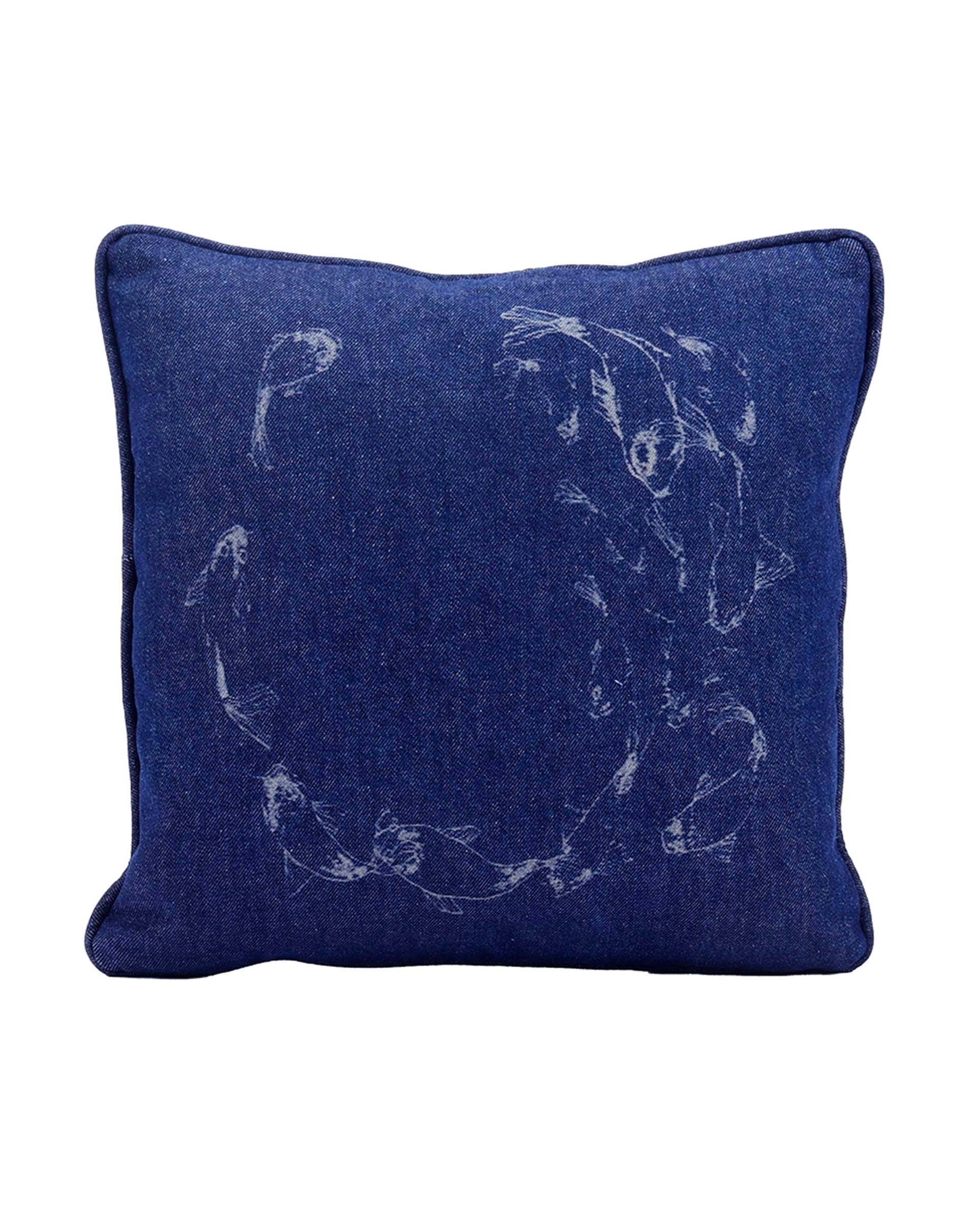 Koi Balık Denim Biyeli Yastık 40*40