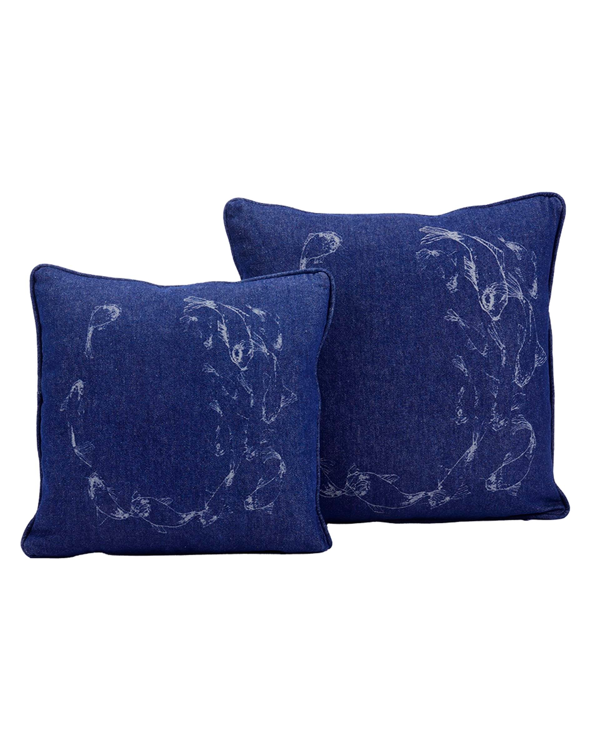 Koi Balık Denim Biyeli Yastık 50*50