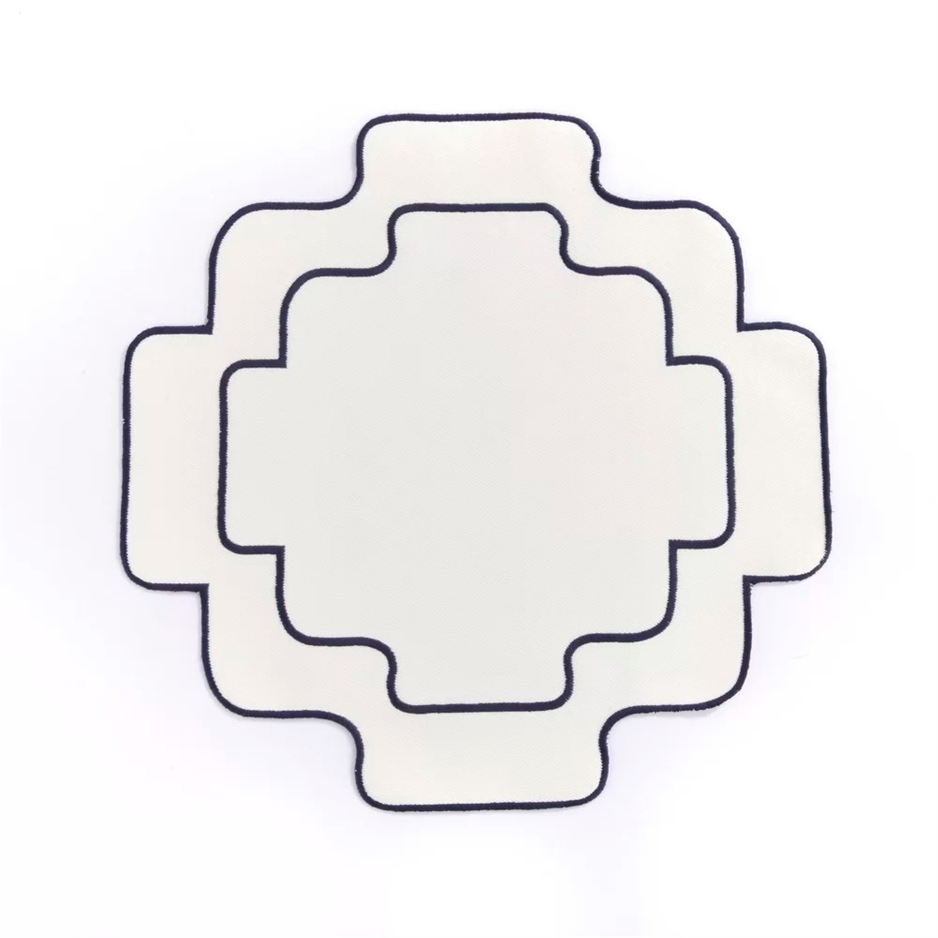 Lacivert Nakışlı Beyaz Gabardin Kare Supla