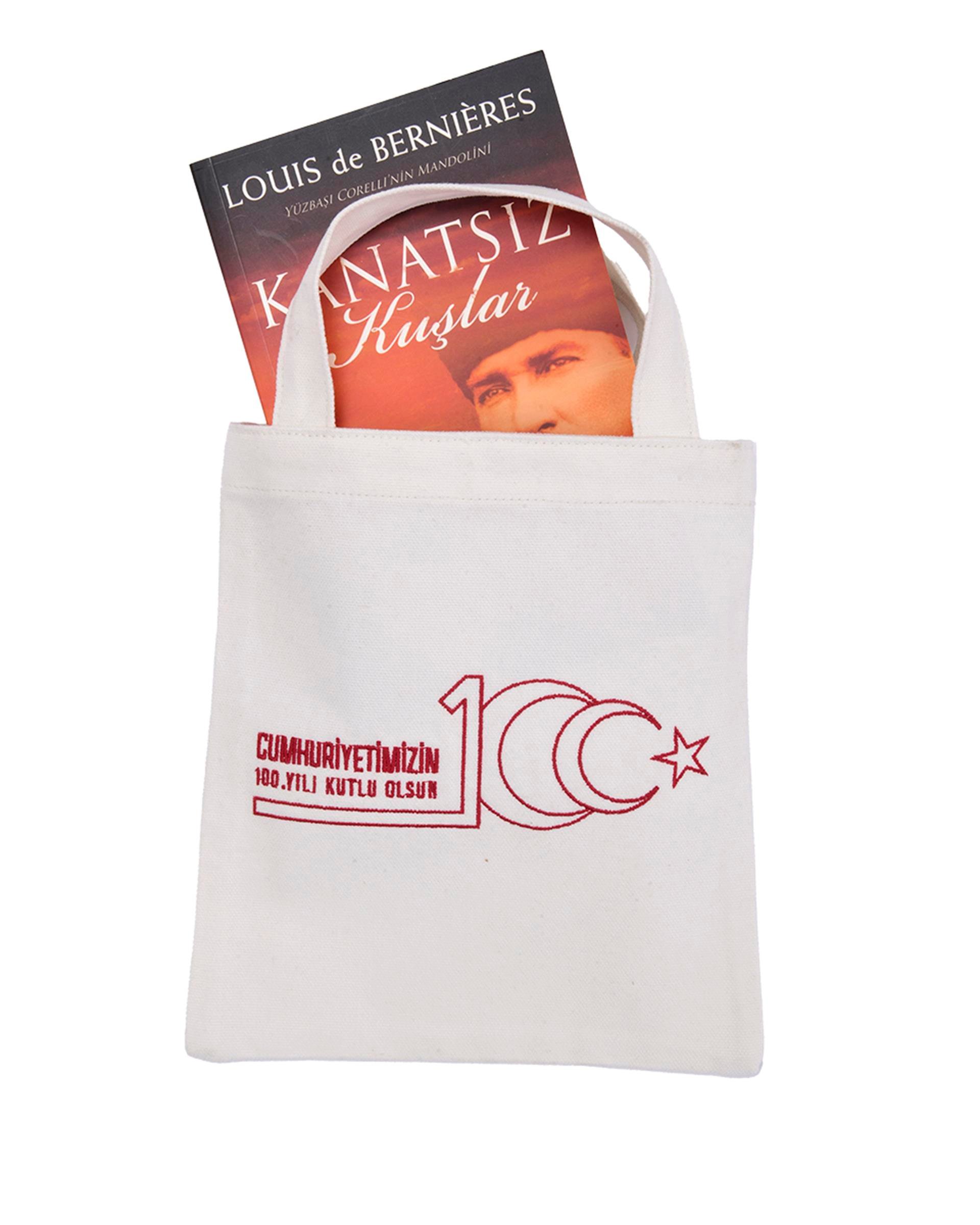 NATUREL BAYRAK NAKIŞLI 100.YIL KİTAP ÇANTASI