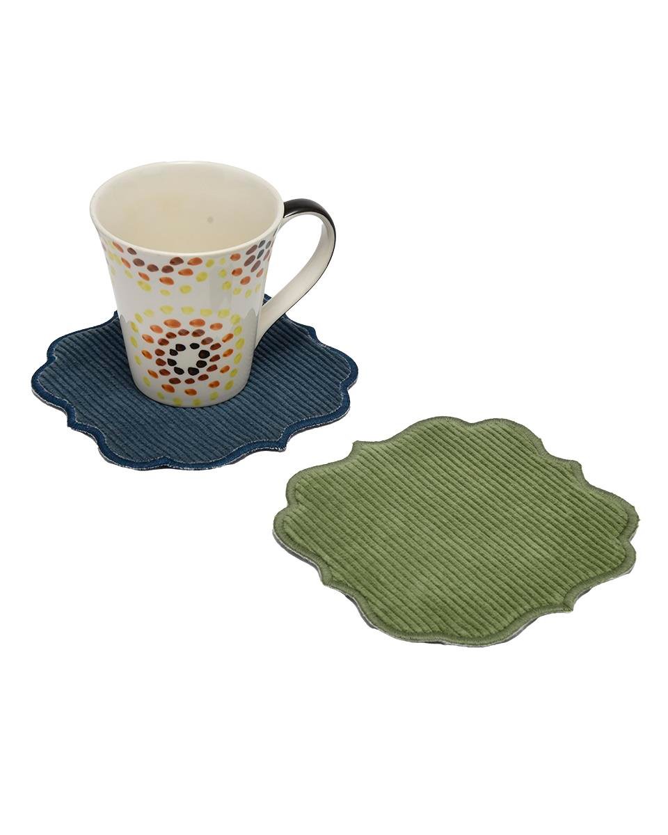 NAVY BLUE FİTİLLİ KADİFE BARDAK ALTLIĞI