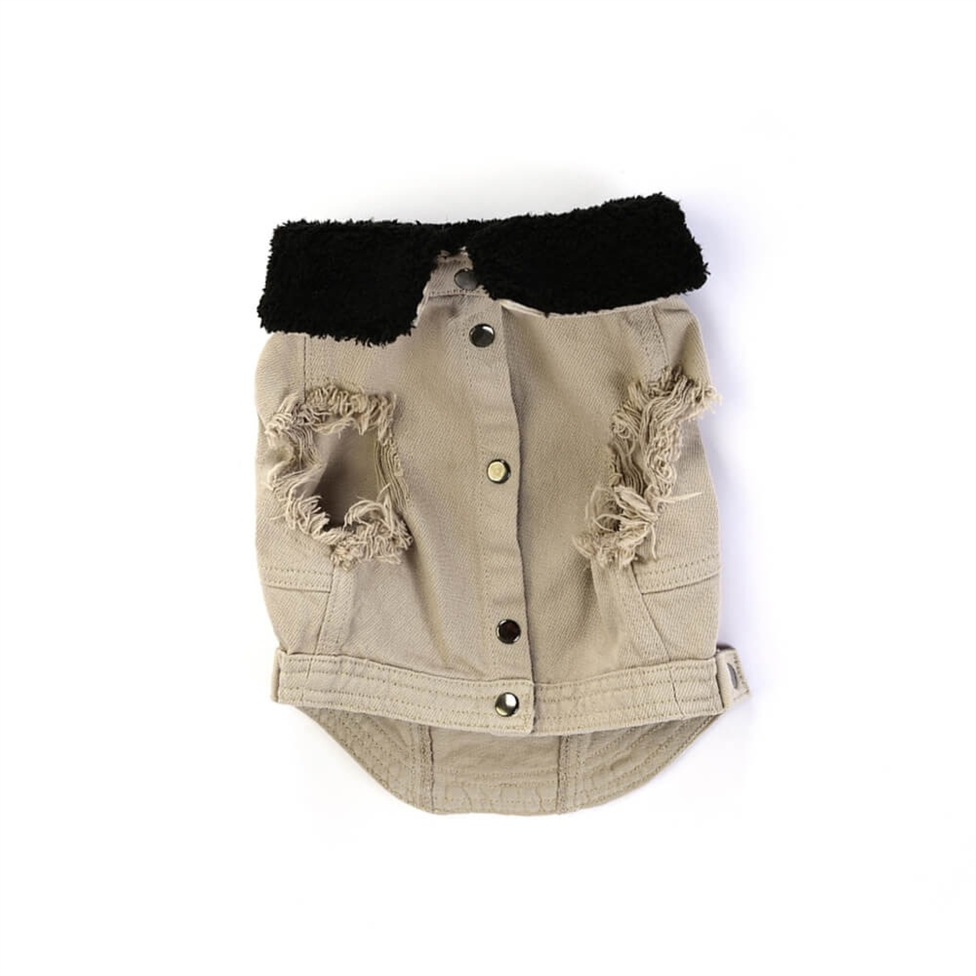 Nude Denim Kürklü Köpek Ceketi