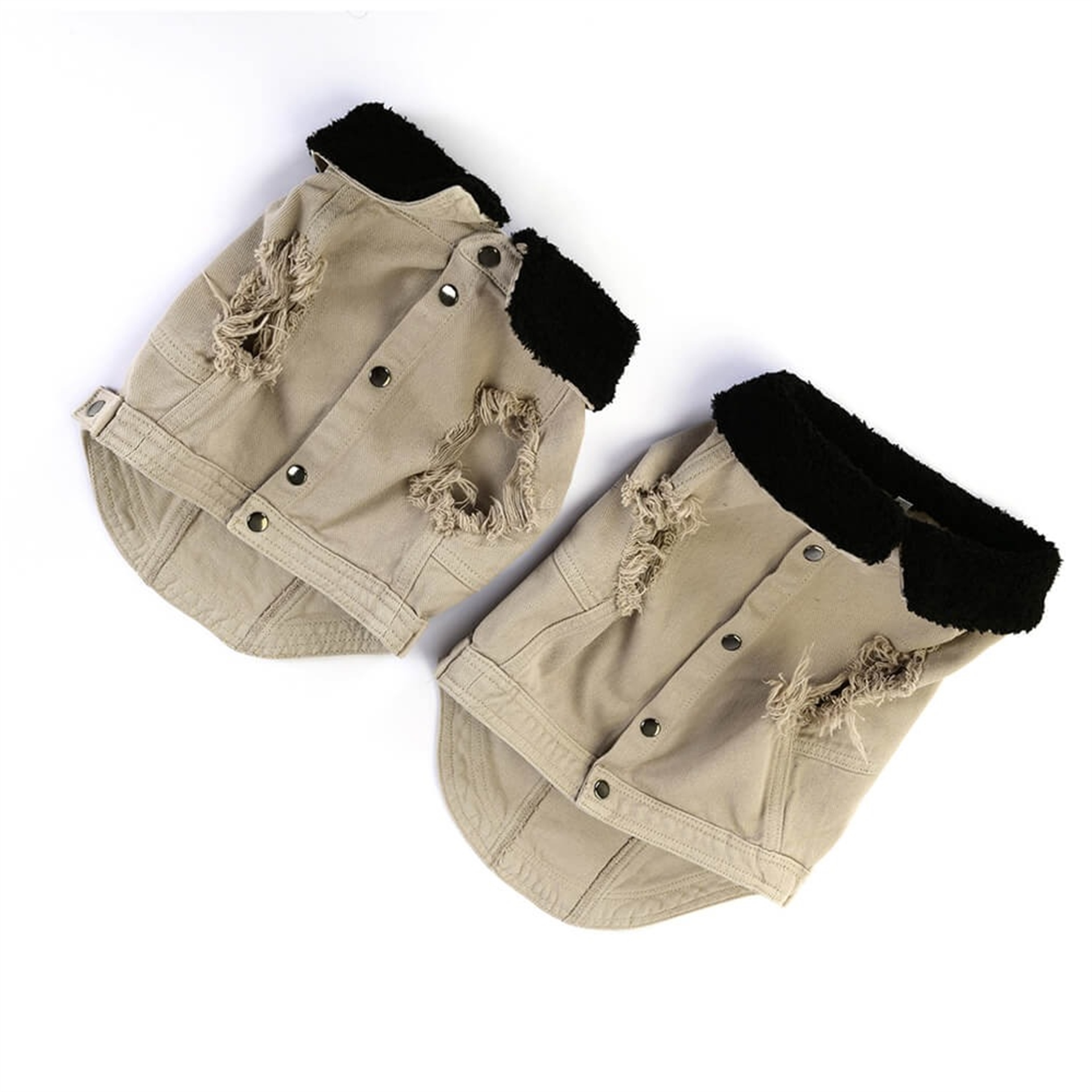 Nude Denim Kürklü Köpek Ceketi