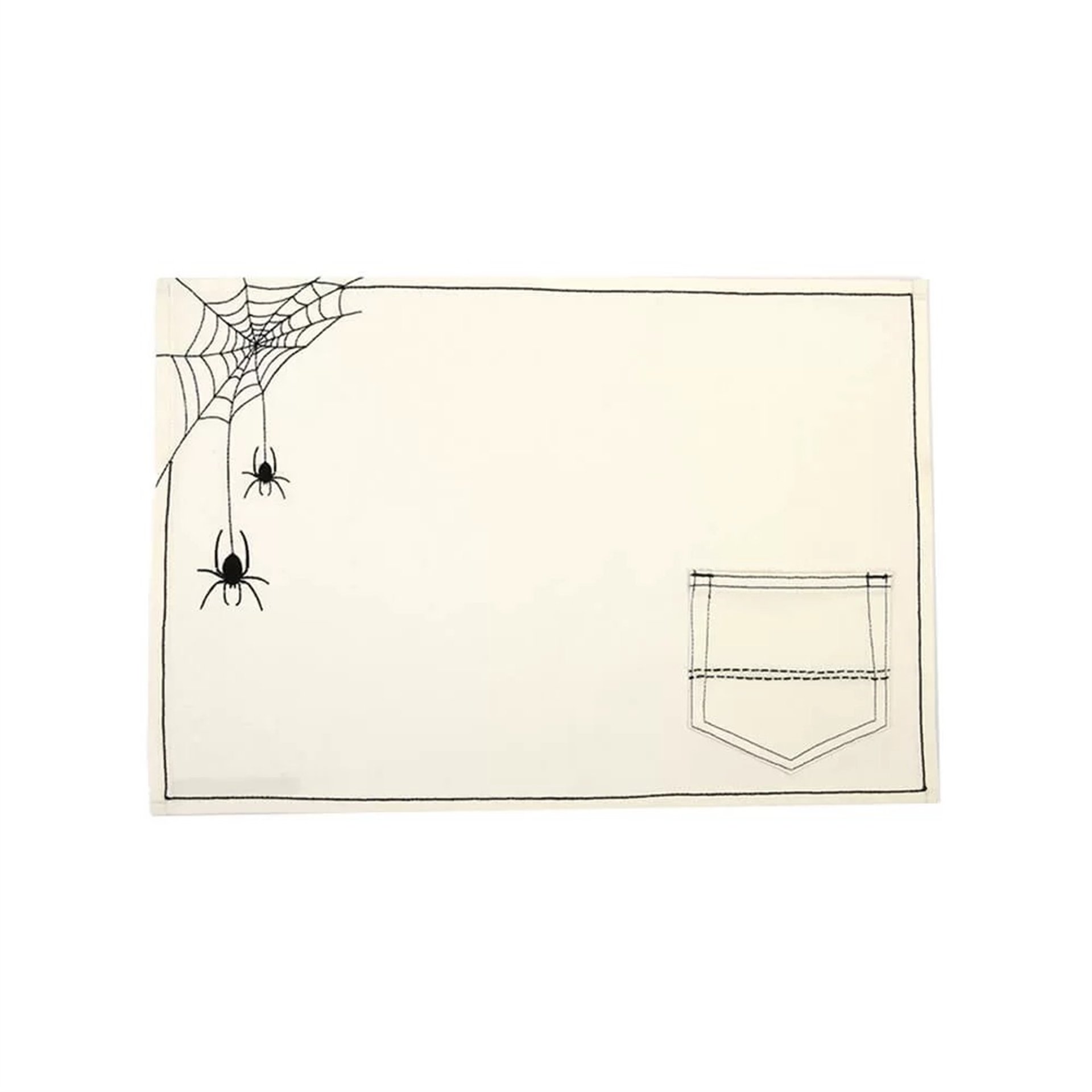 Örümcek Ağı Nakışlı Beyaz Denim Amerikan Servis