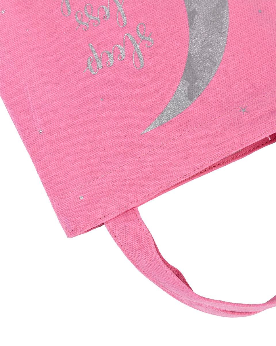 PEMBE AY BASKILI KİTAP ÇANTASI