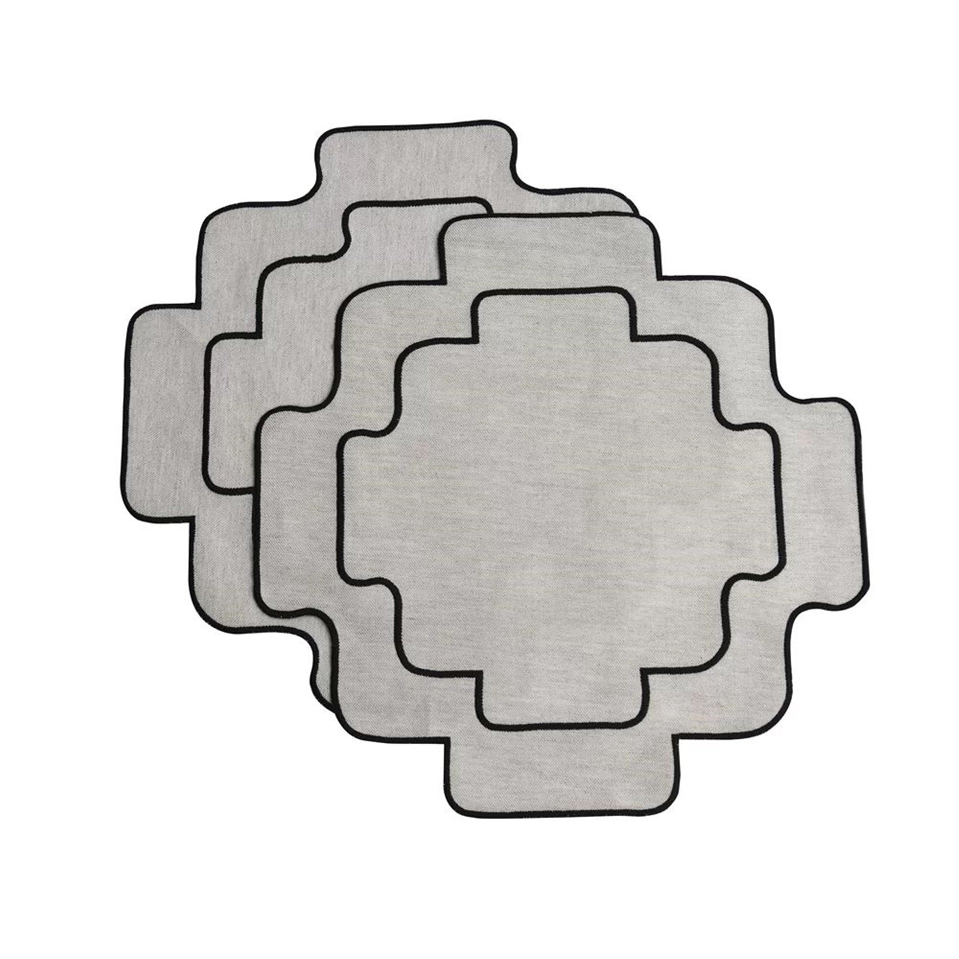 Siyah Nakışlı Keten Chakana Supla