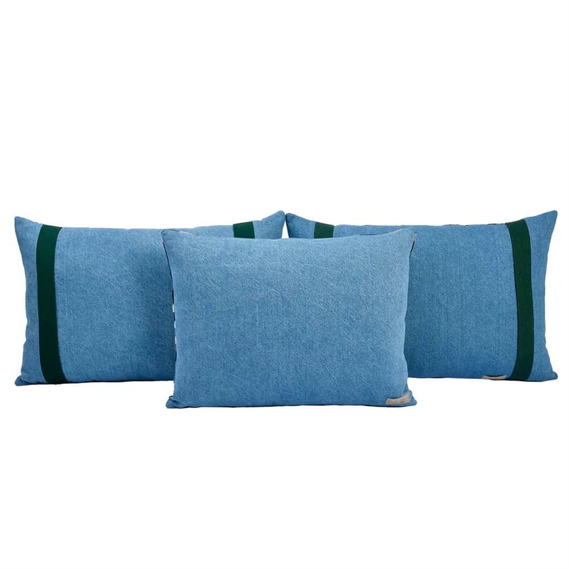 Spring Lime Blue Denim Ikat Pillow