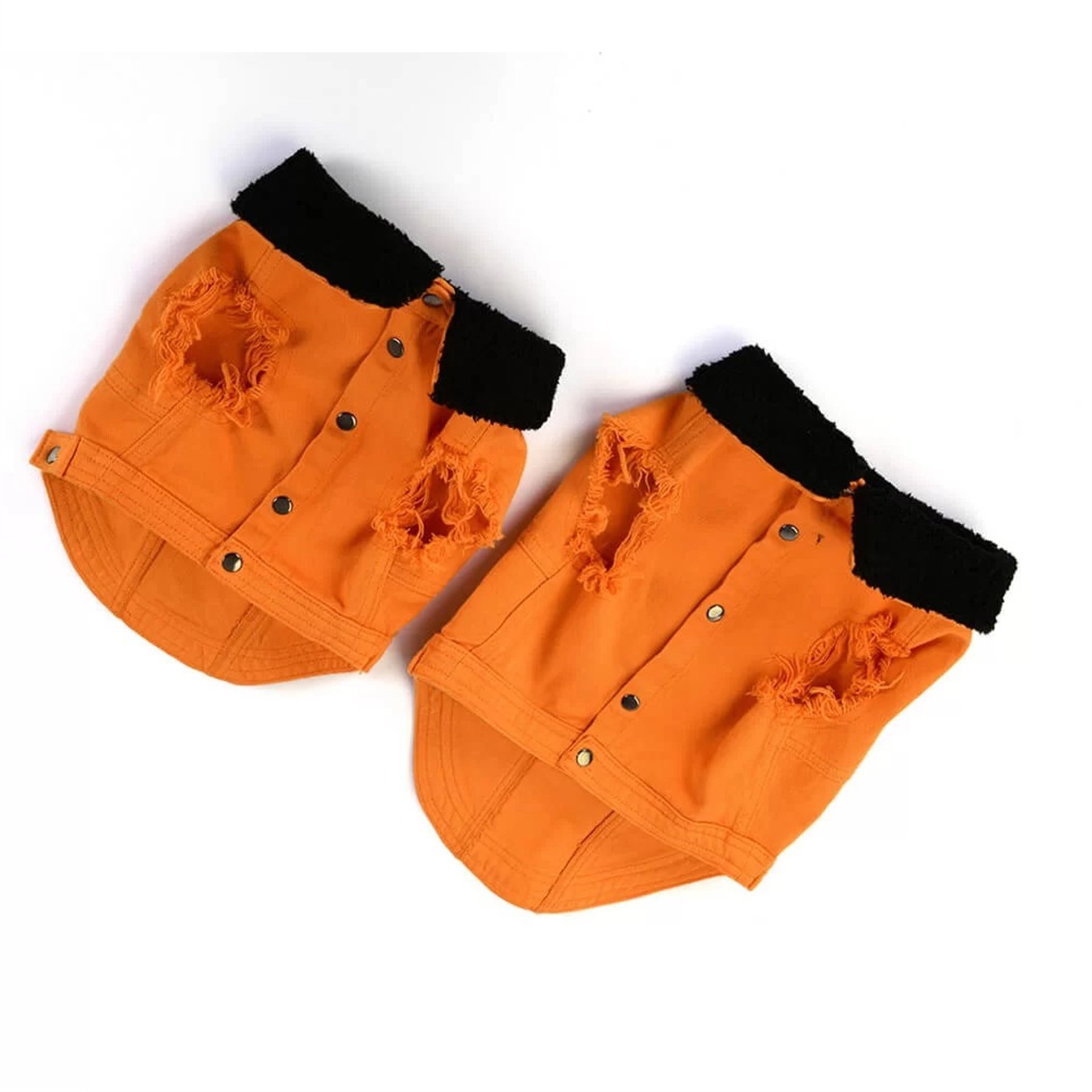 Turuncu Denim Kürklü Köpek Ceketi