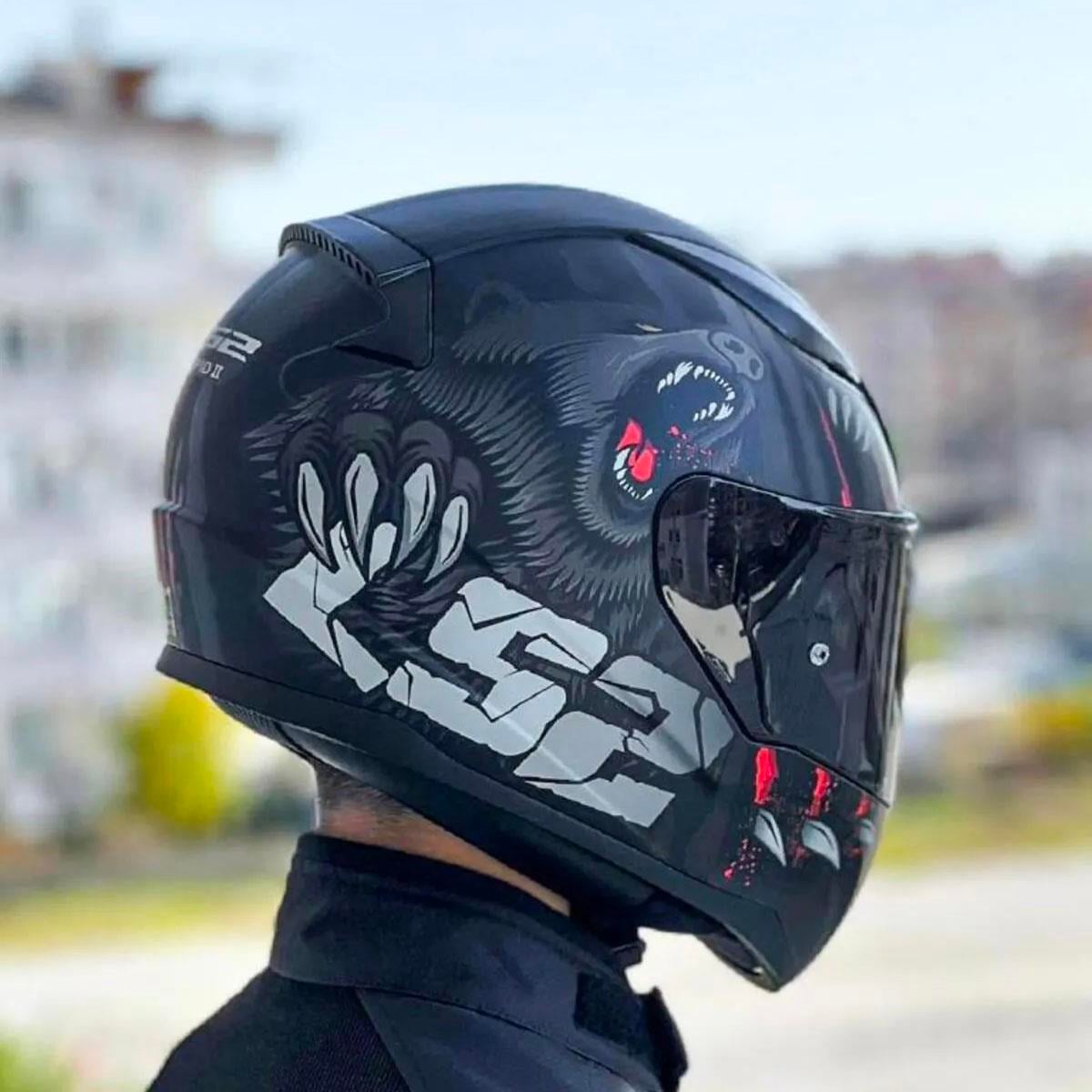 Ls2 Rapid 2 Clawn Full Face Motosiklet Kaskı Şeffaf + Siyah Vizörlü