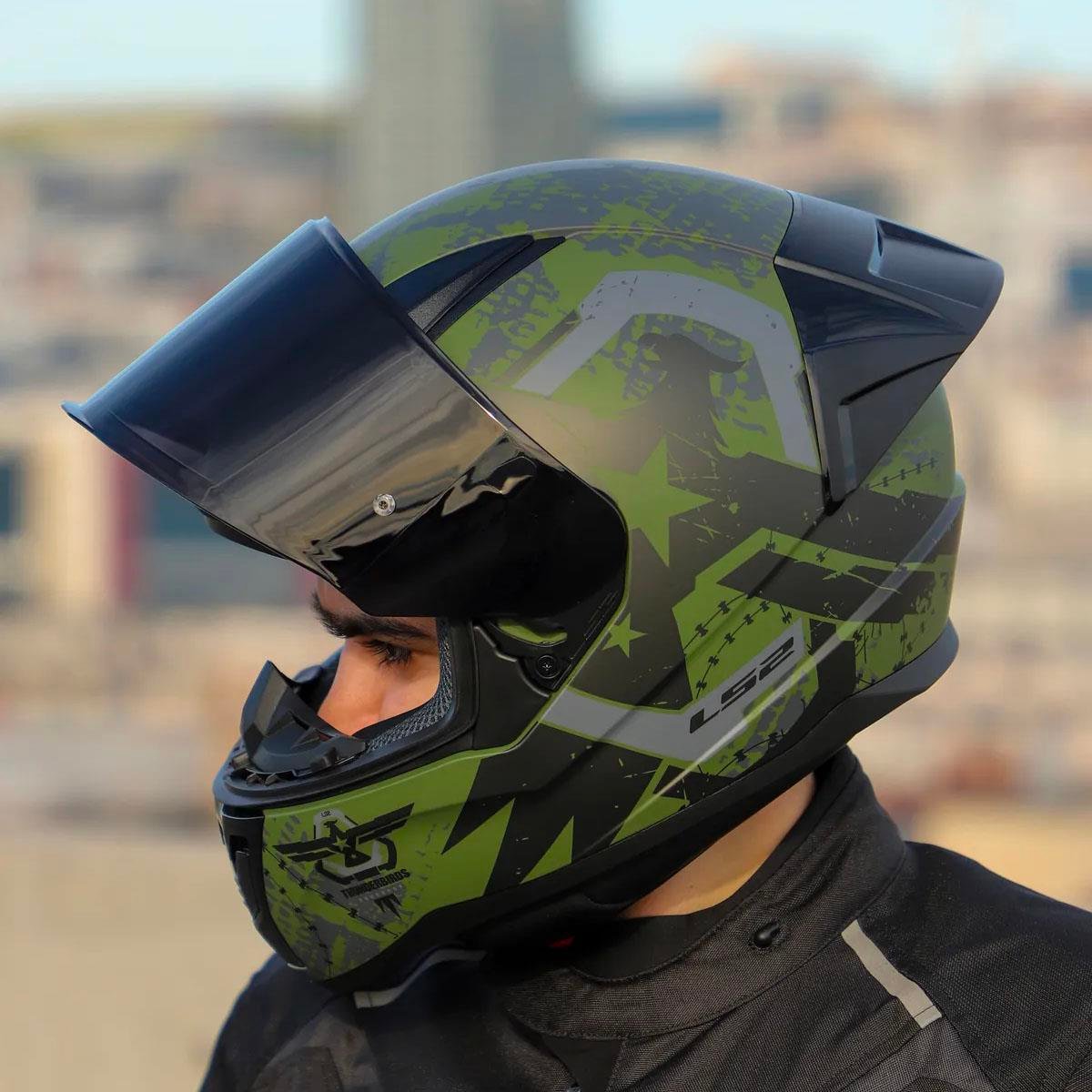Ls2 Rapid 2 Thunder Birs Race Full Face Motosiklet Kaskı Yarış Spoiler +  Siyah Vizörlü