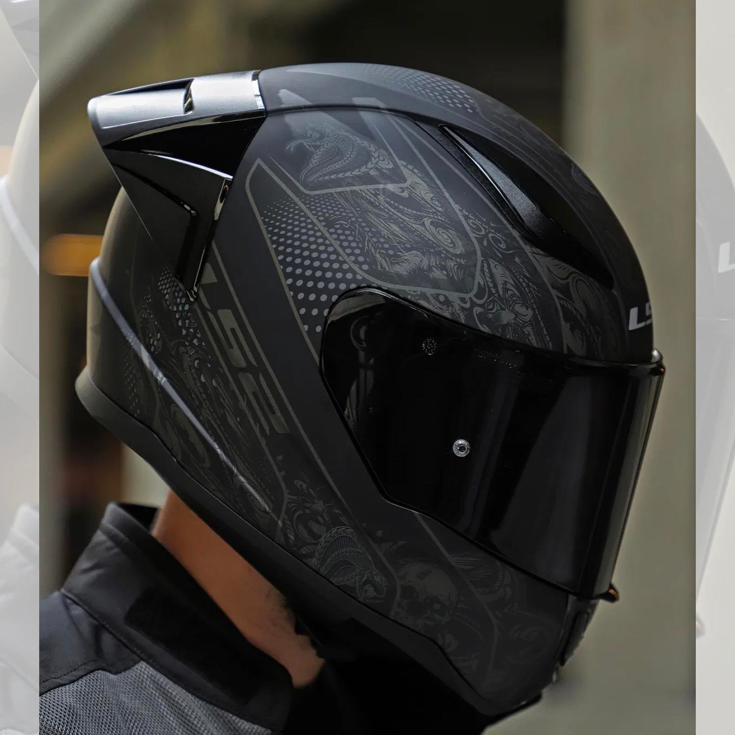 Ls2 Rapid Crypt Race Full Face Motosiklet Kaskı Yarış Spoiler + Siyah Vizör