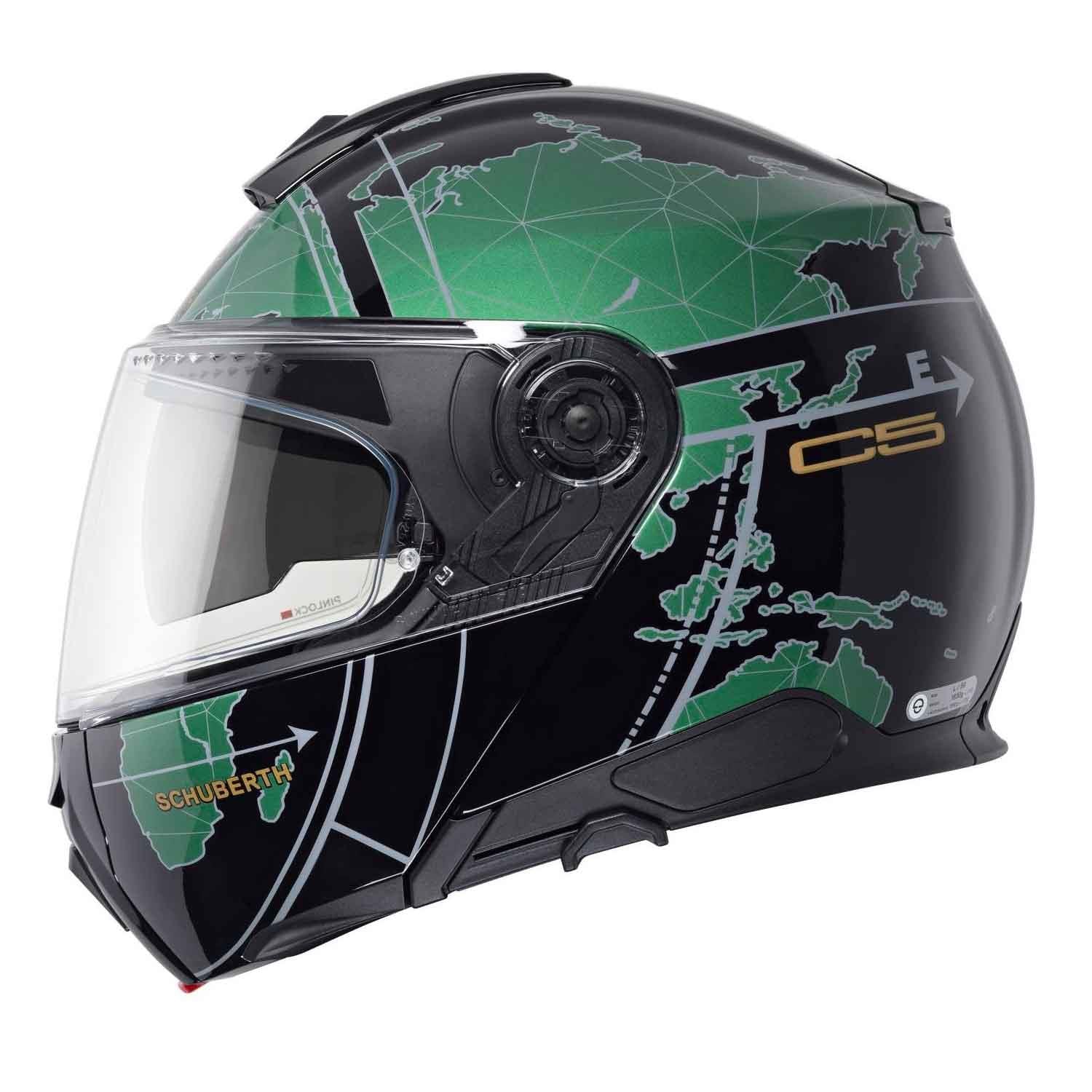  Schubert C5 Globe Green Çene Açılır Motosiklet Kask