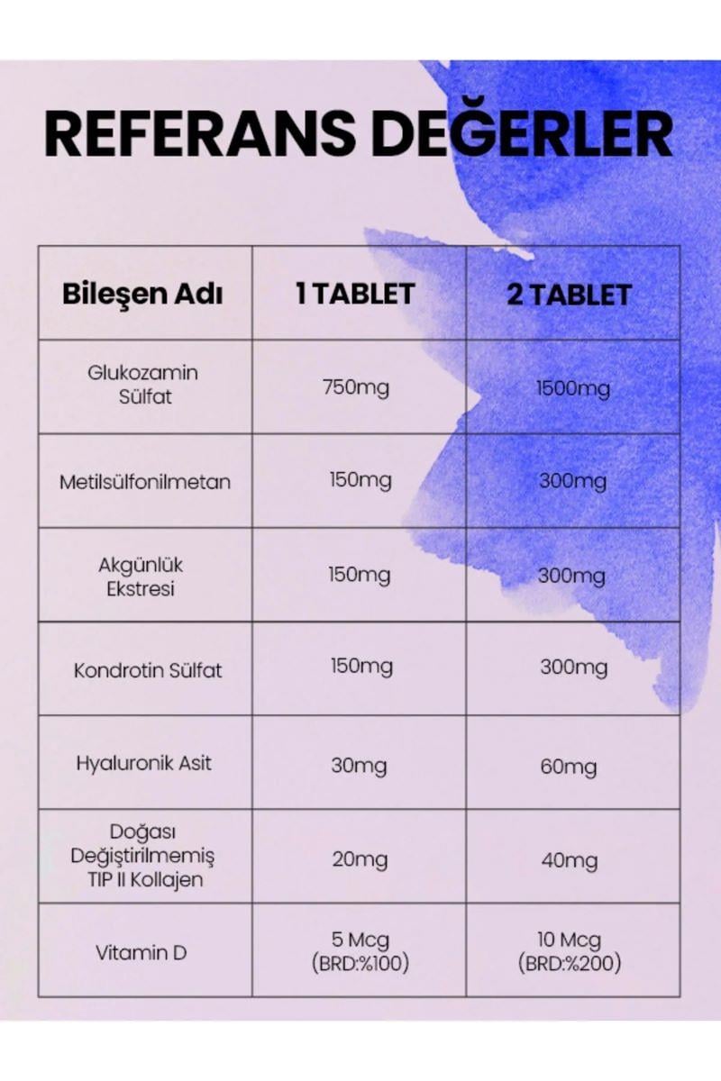 N-Arthmics Glukozamin, Kondroitin, MSM, Kolajen Tip II, Akgünlük Ekstresi, Hyaluronik Asit ve D Vit. 60 Tablet