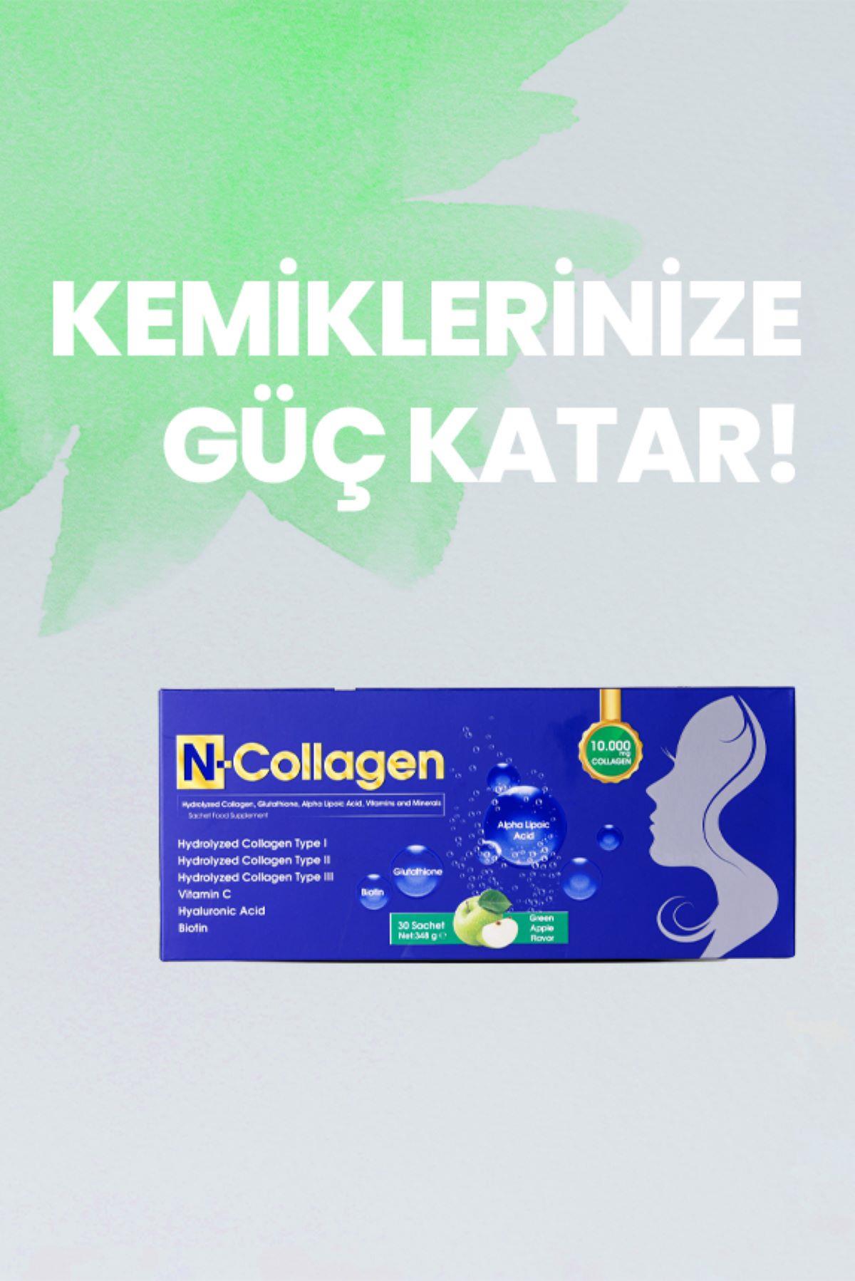 N-Collagen Hidrolize Kollajen Tip1-2-3 10.000 mg, Glutatyon, Alfa Lipolik Asit, Vitaminler, Mineraller 30 saşe