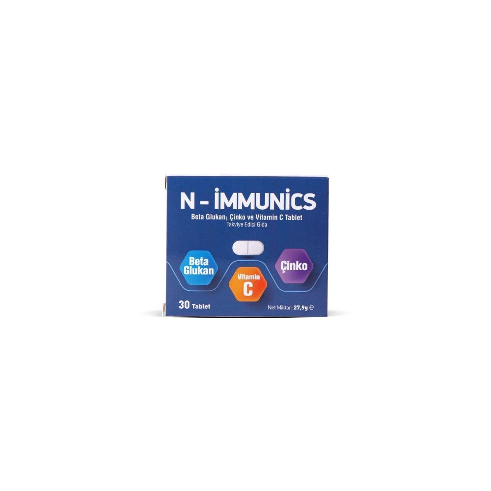 N-İmmunics Vitamin C & Beta Glukan & Çinko İçeren 30 Tablet 