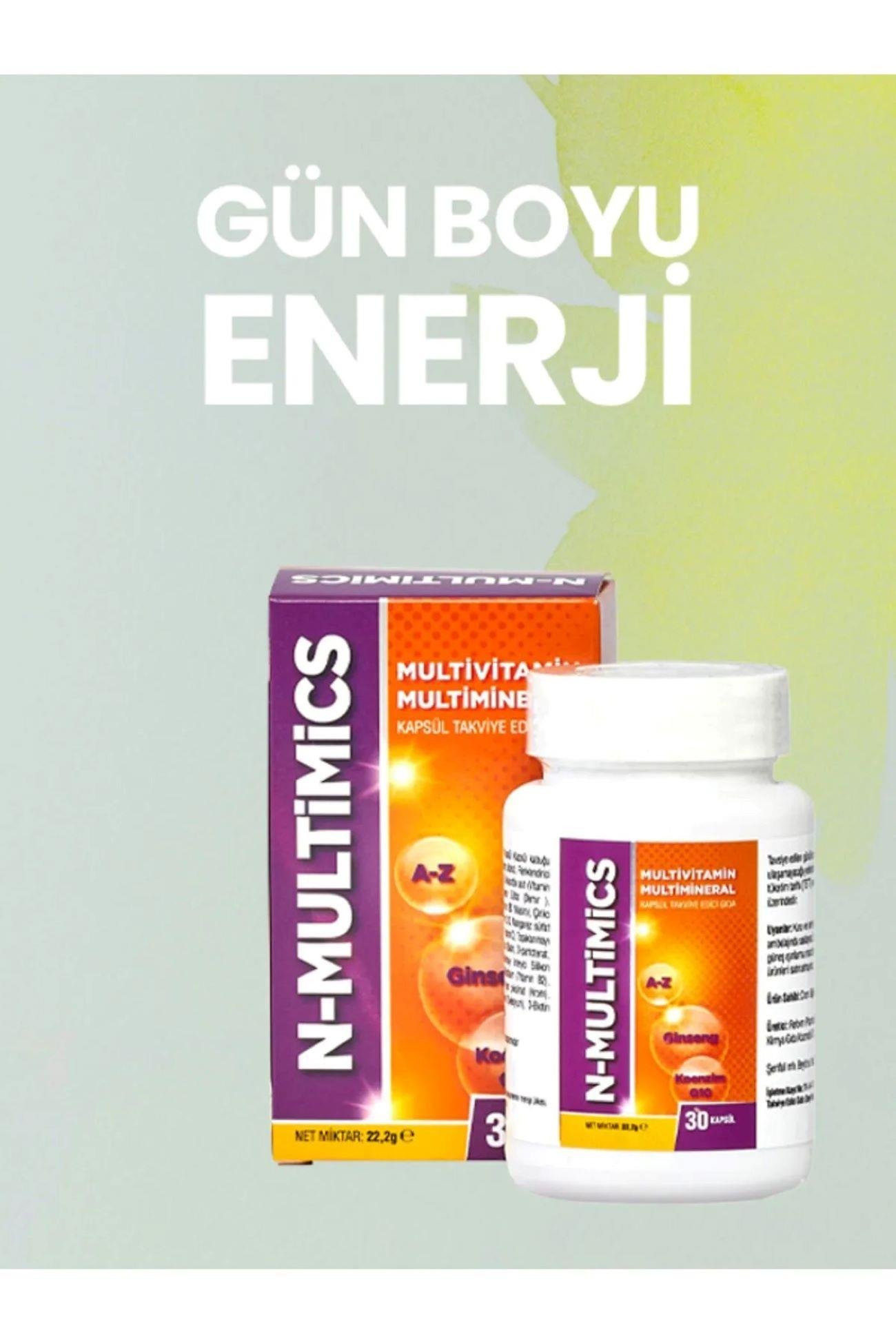 N-Multimics Multivitamin & Multimineral Ginseng, Koenzim Q10 ve Selenyum Içeren 30 Kapsül
