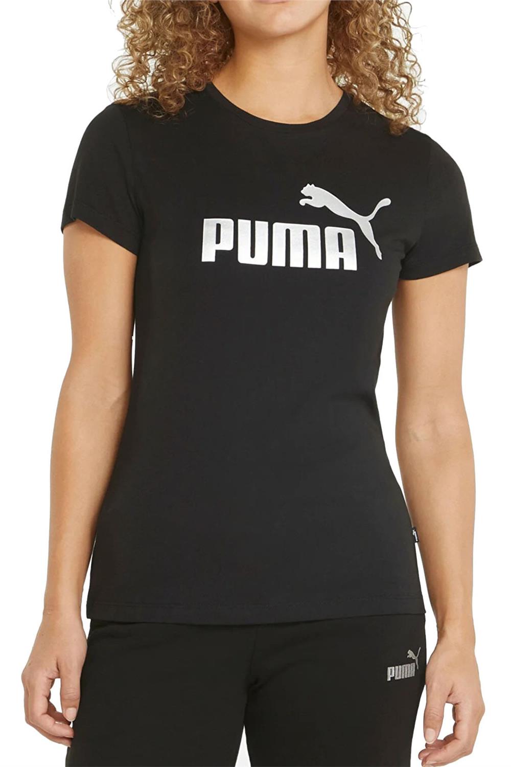 Puma Ess+ Metallic Logo Tee Kadın Tişört 84830351