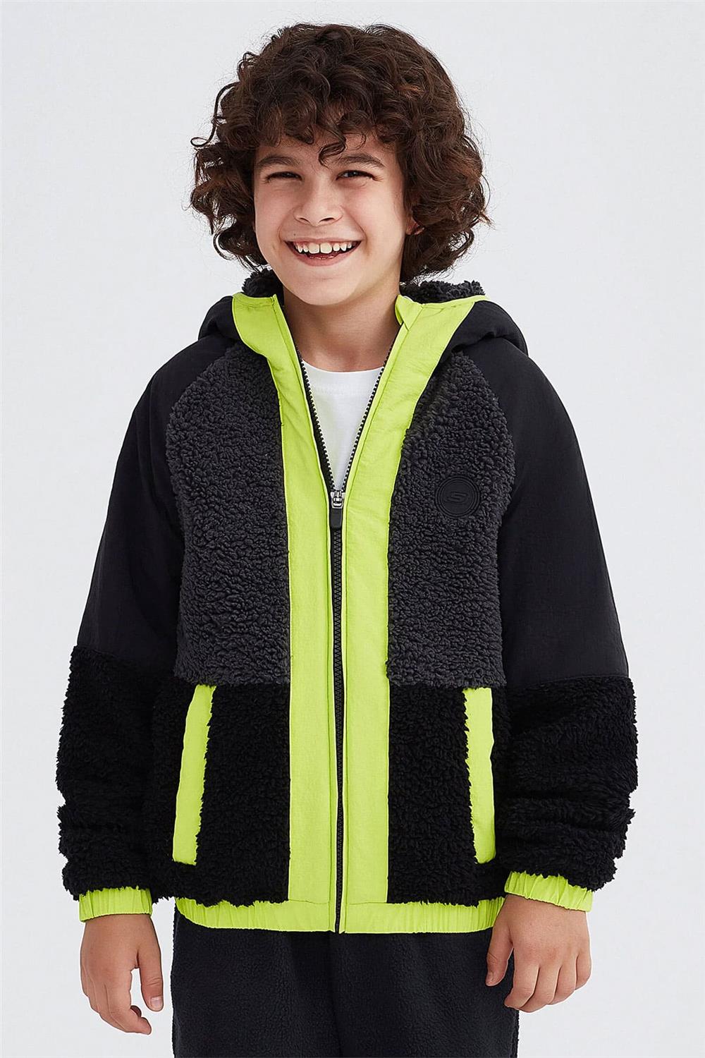 Skechers B Outdoor Fleece Full Zip Sherpa Çocuk Ceket Boys Gs Sk232203-001