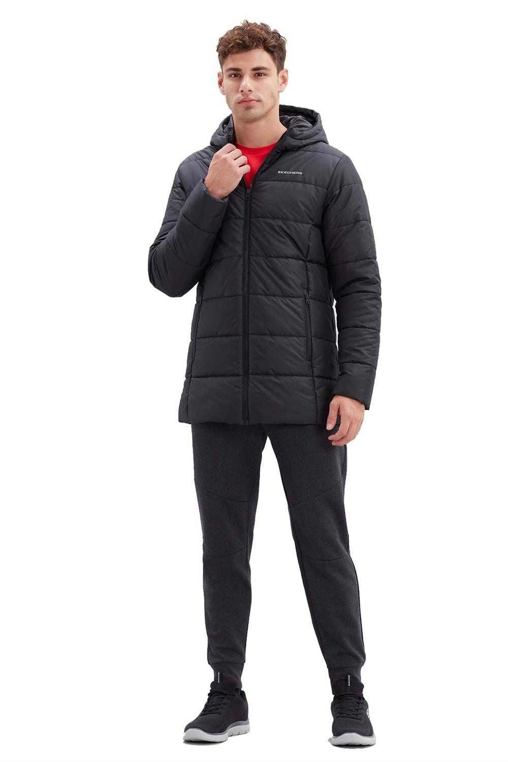Skechers M Hooded Midi Length Erkek Mont S212038-001