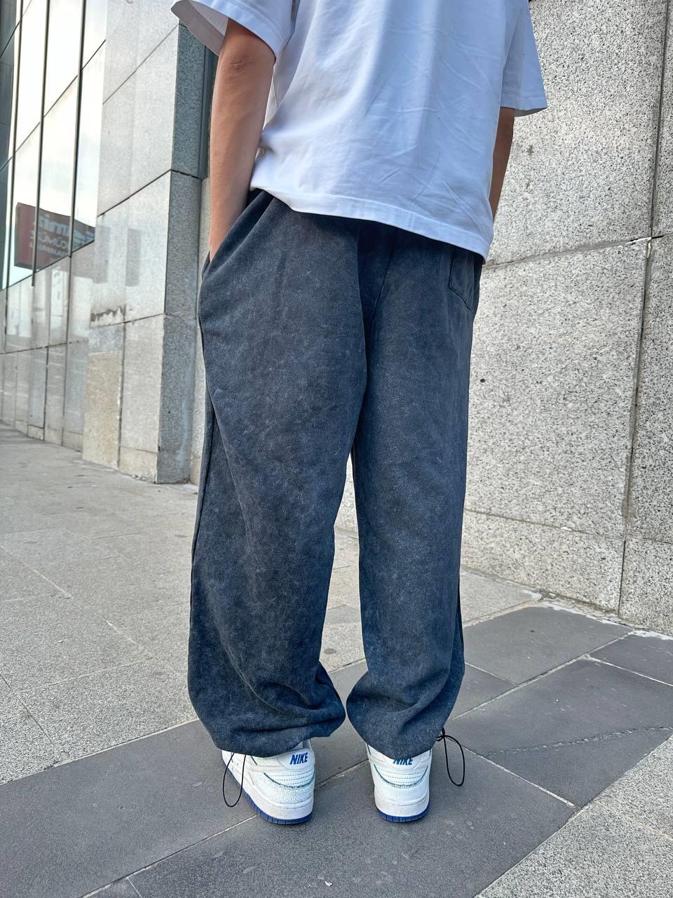 Elagance Ayarlanabilir Paça Asit Yıkamalı Siyah Baggy EşofmanEşofmanela811