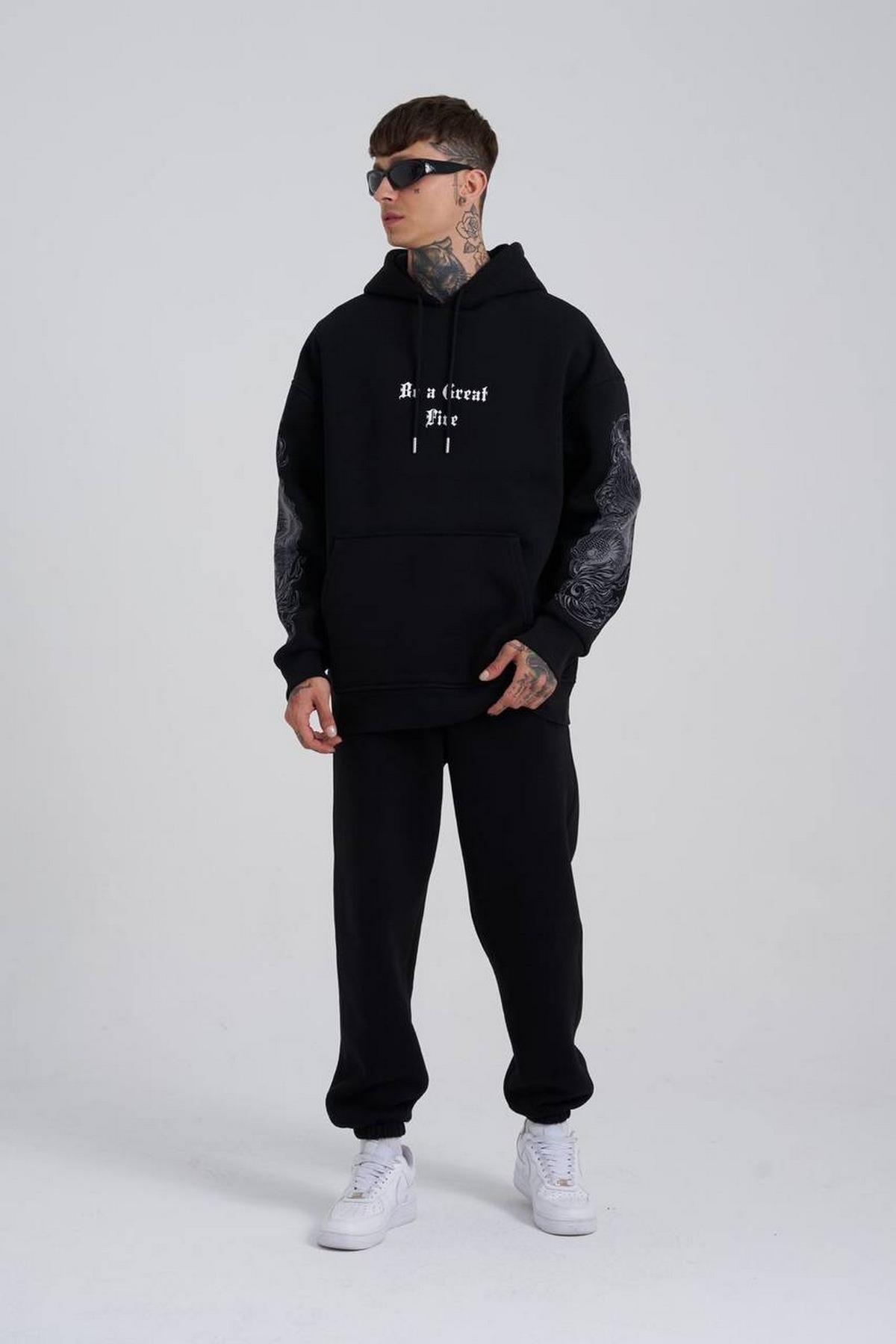 Elagance Be A Grate Fire Siyah HoodieSweatshirtEla620