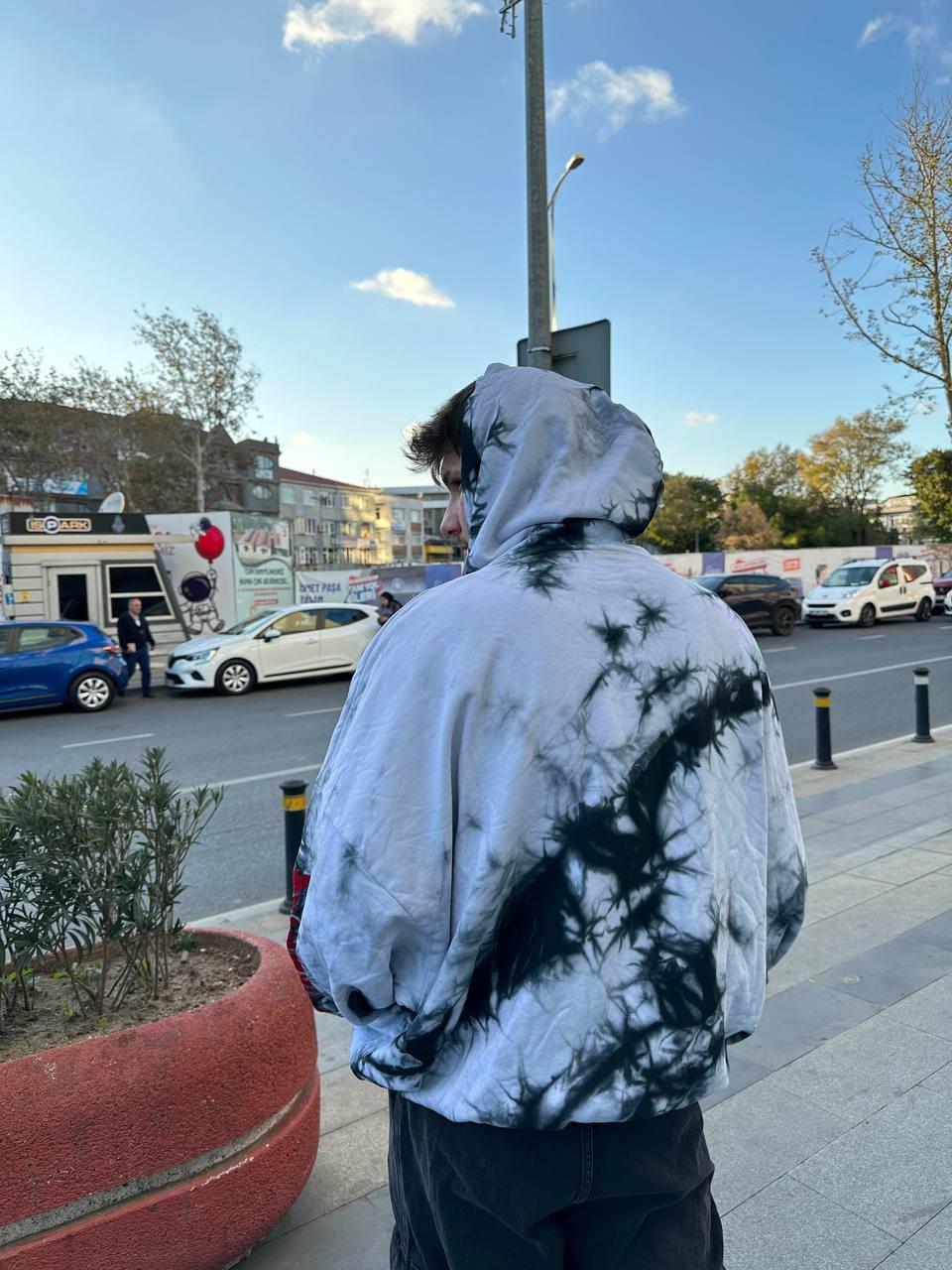 Elagance Beast Baskılı Batik Boyalı Oversize HoodieHoodieEla652