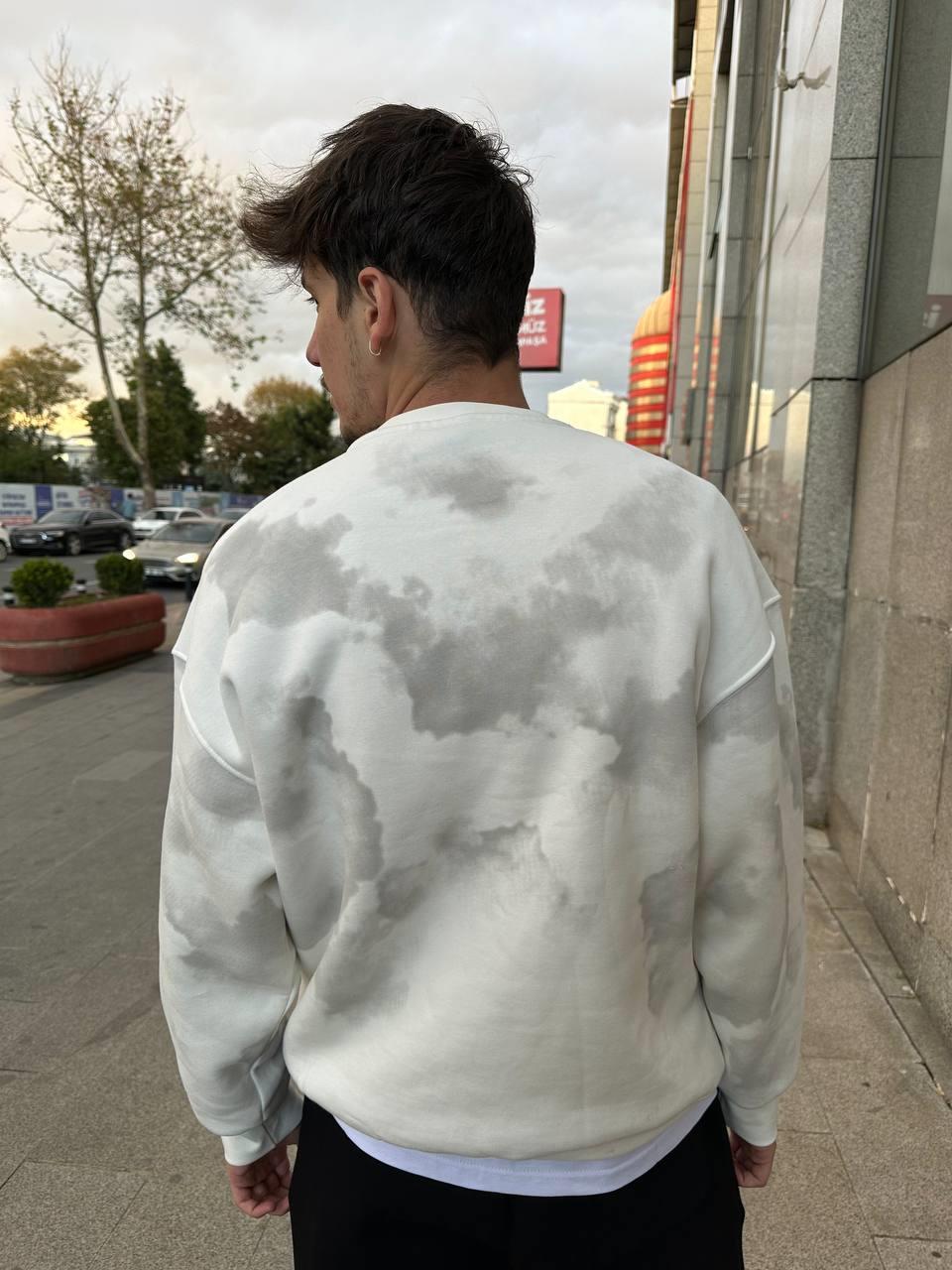 Elagance Cloud Baskılı Beyaz SweatshirtHoodieEla649