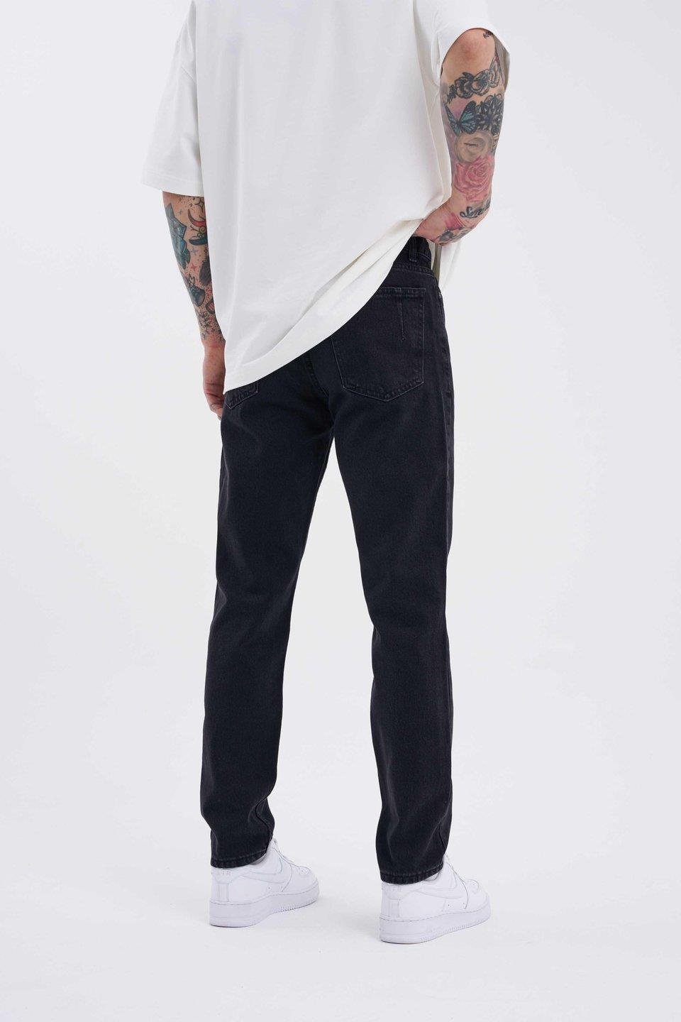 Elagance Loose Fit Yıkamalı Jean Siyah PantolonRegular JeansEla415