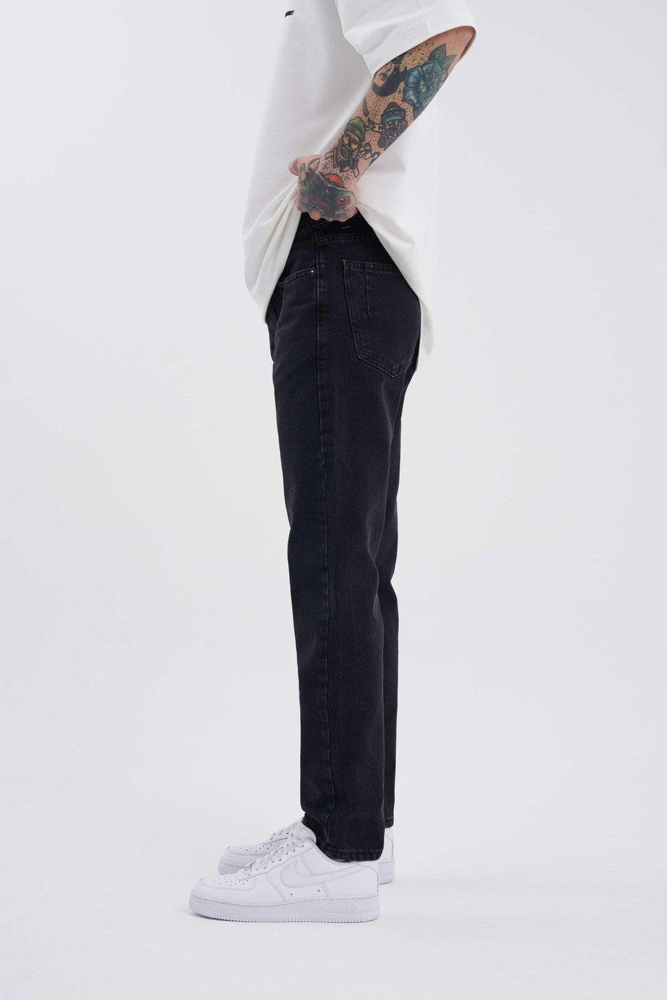 Elagance Loose Fit Yıkamalı Jean Siyah PantolonRegular JeansEla415