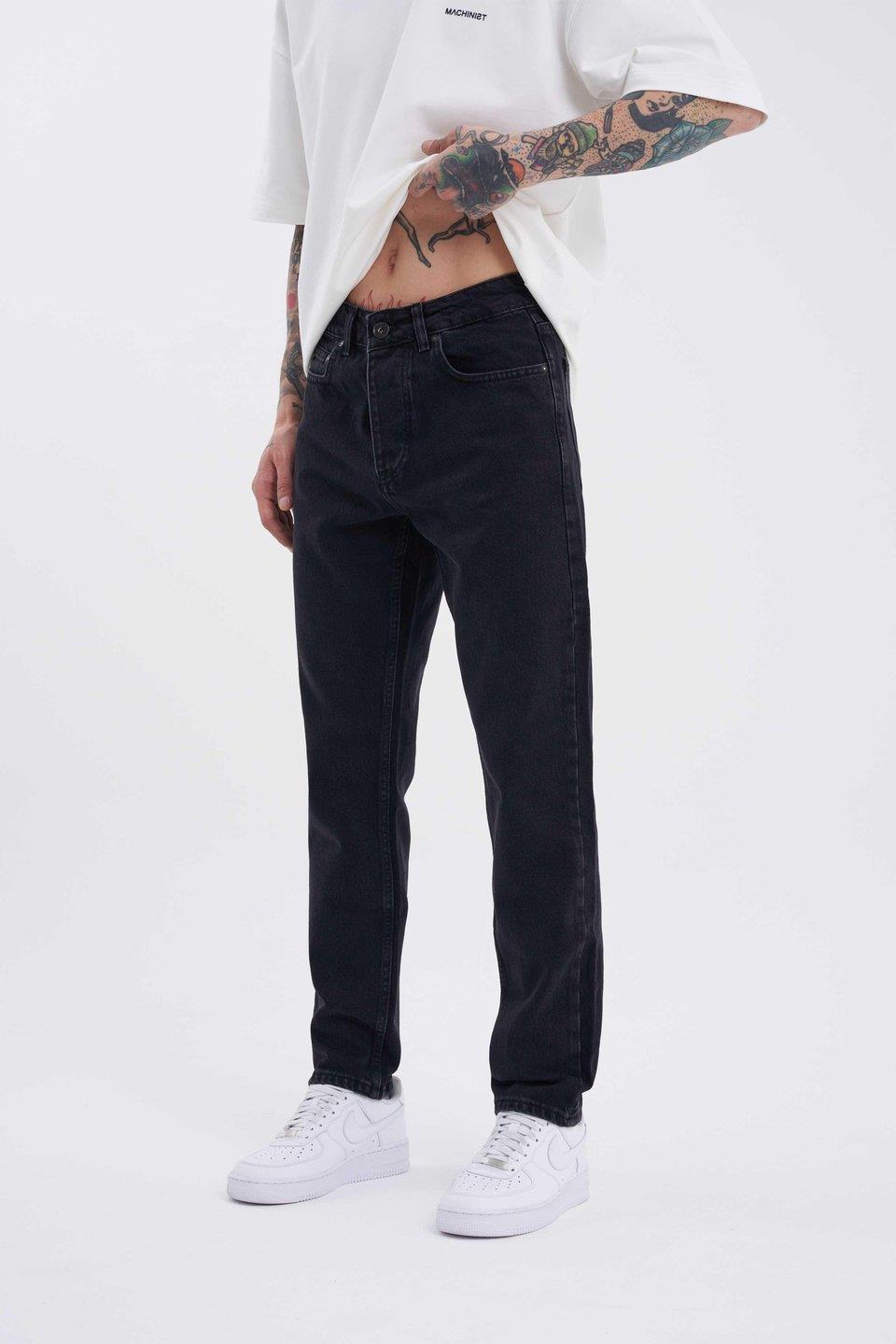 Elagance Loose Fit Yıkamalı Jean Siyah PantolonRegular JeansEla415