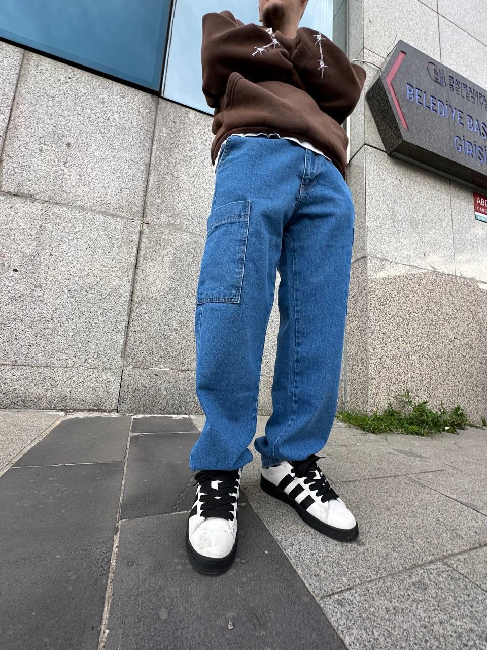 Elagance Mavi Kargo Baggy PantolonBaggy JeansEla440