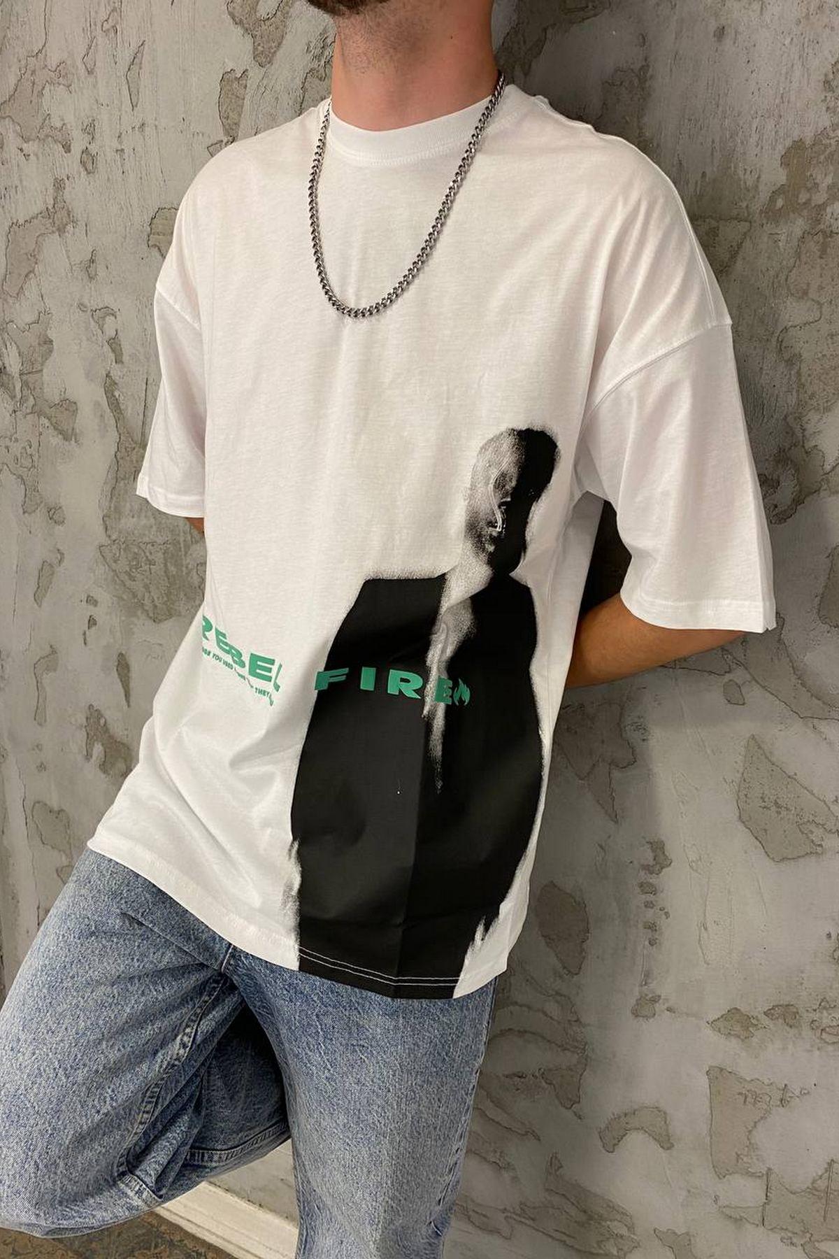 Elagance Rebel Fire Oversize  T-ShirtT-shirtEla564