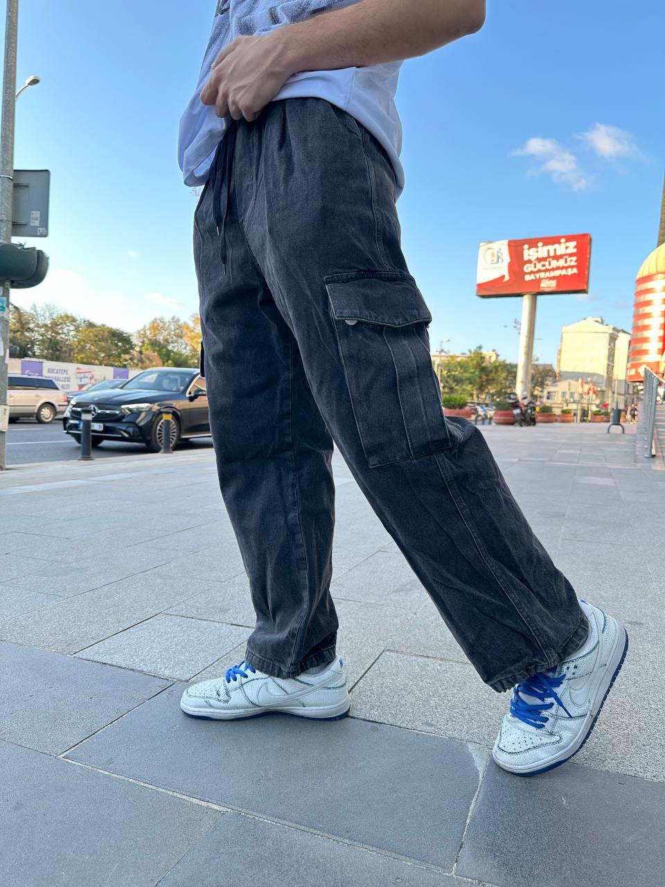 Elagance Skate Asit Yıkamalı Kargo Baggy PantolonBaggy JeansEla653
