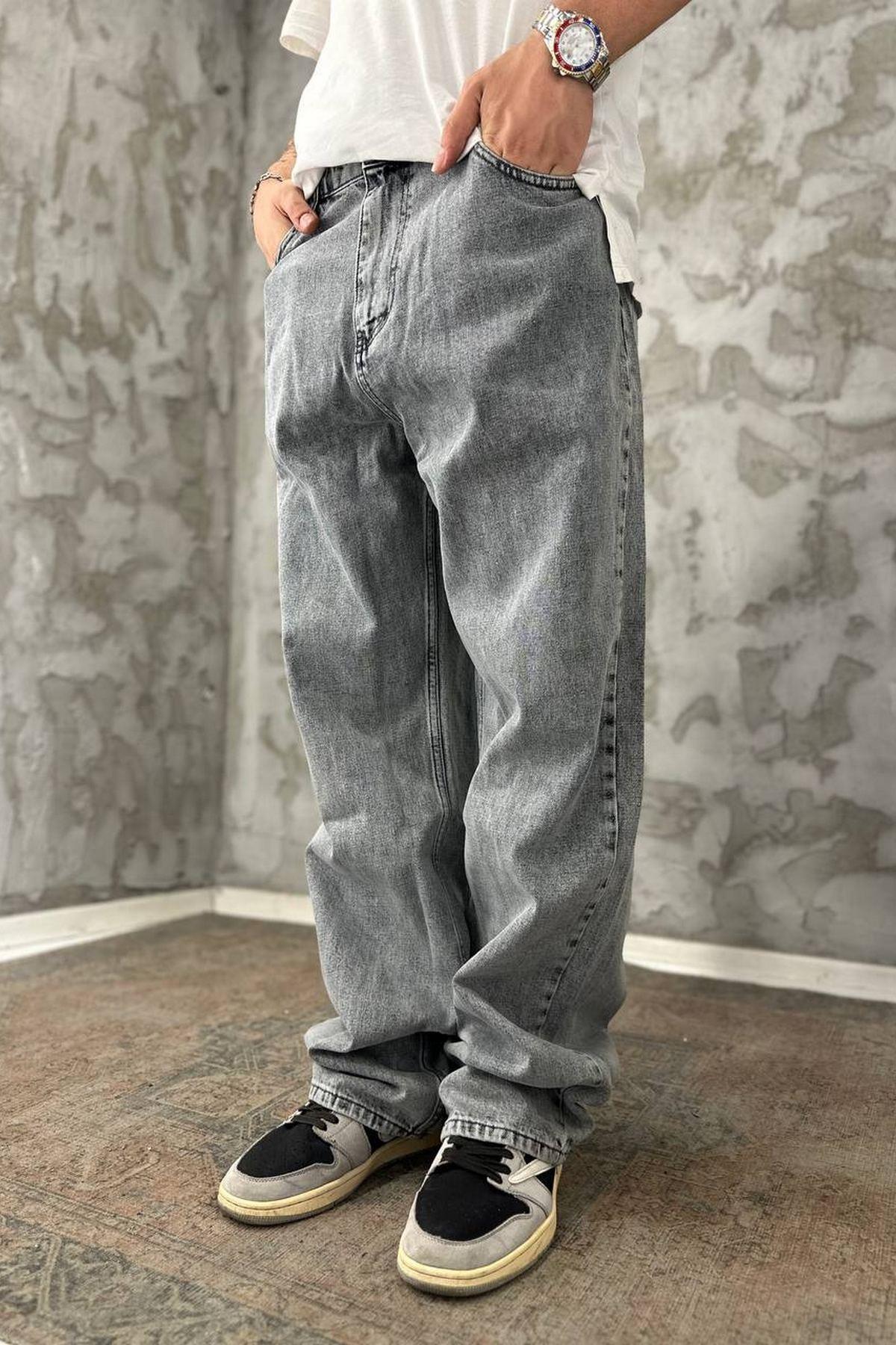 Elagance Taşlamalı Füme 6231  Baggy PantolonPantolonEla436