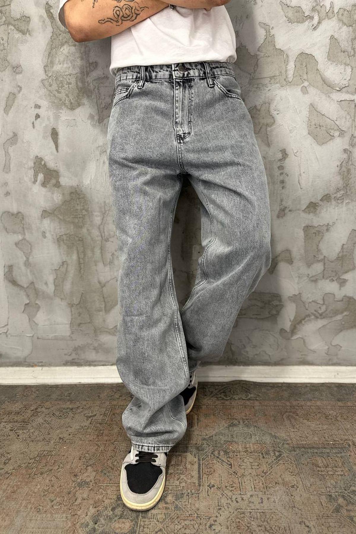 Elagance Taşlamalı Füme 6231  Baggy PantolonPantolonEla436