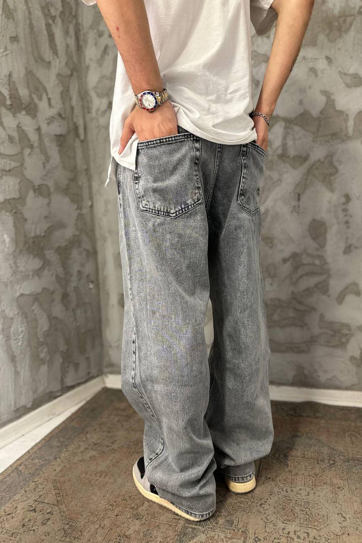 Elagance Taşlamalı Füme 6231  Baggy PantolonPantolonEla436