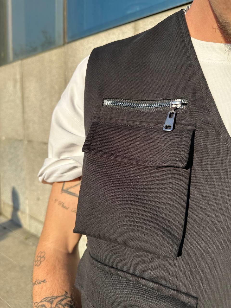 Elagance The Dad Nakışlı  Siyah YelekT-shirtEla592