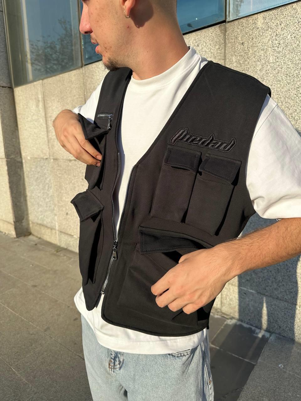 Elagance The Dad Nakışlı  Siyah YelekT-shirtEla592