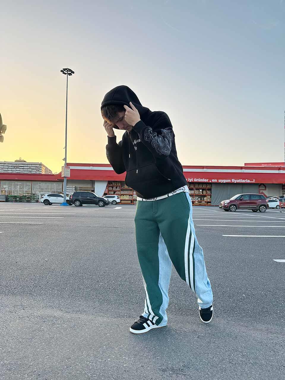 Elagance Yanı Çift Çizgi Detaylı Haki Baggy EşofmanEşofmanela804