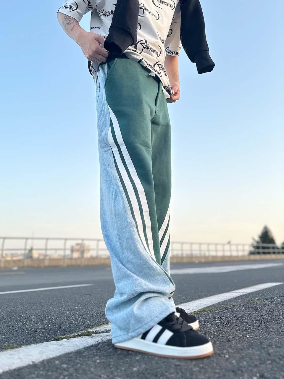 Elagance Yanı Çift Çizgi Detaylı Haki Baggy EşofmanEşofmanela804